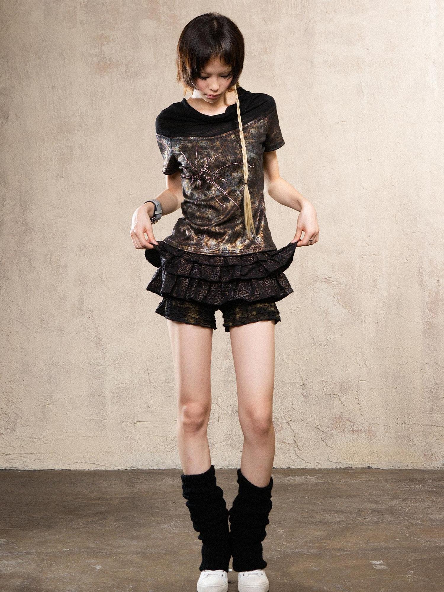 ARIADNAw Ariana S Leopard Punk Mini Skort Low Waist Harajuku Style