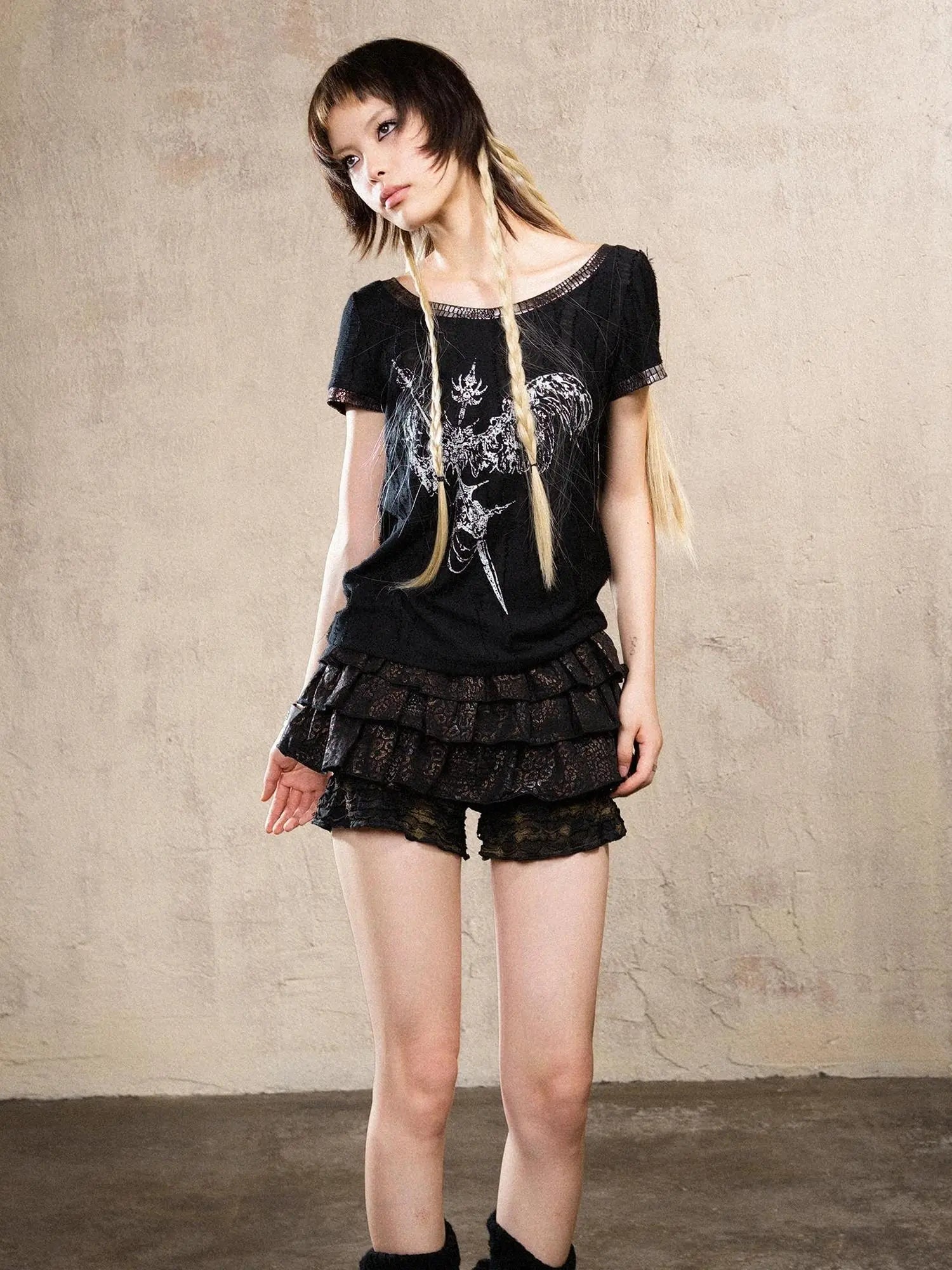 Ariana S Leopard Punk Mini Skort Low Waist Harajuku Style