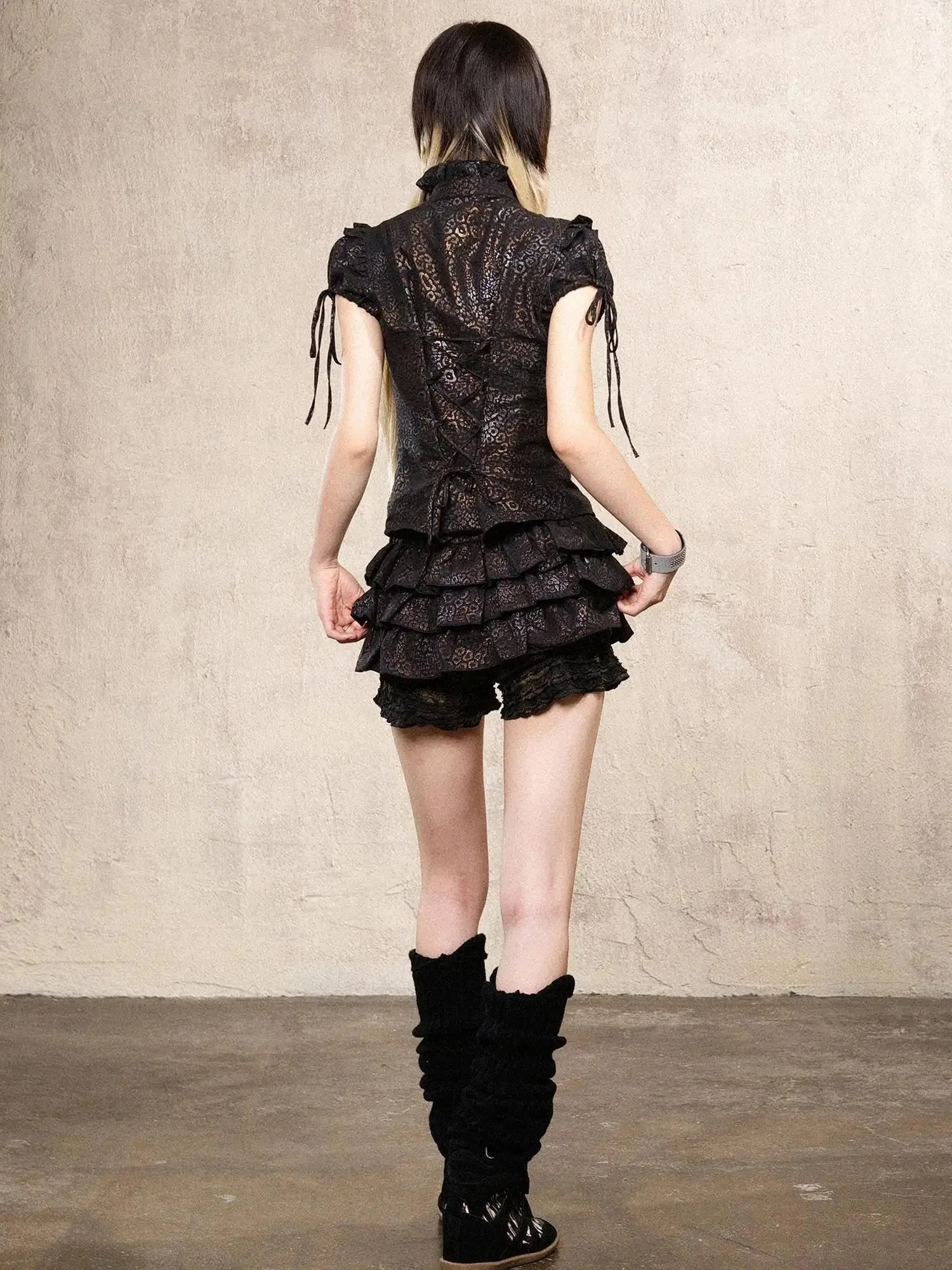 Ariana S Leopard Punk Mini Skort Low Waist Harajuku Style