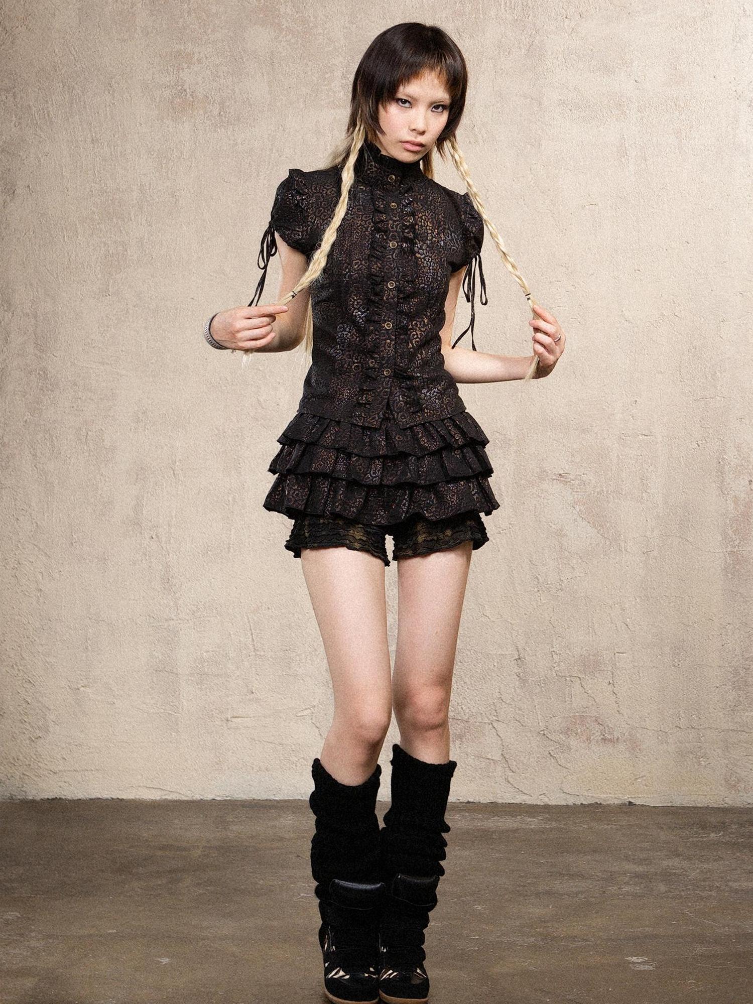 ARIADNAw Ariana S Leopard Punk Mini Skort Low Waist Harajuku Style