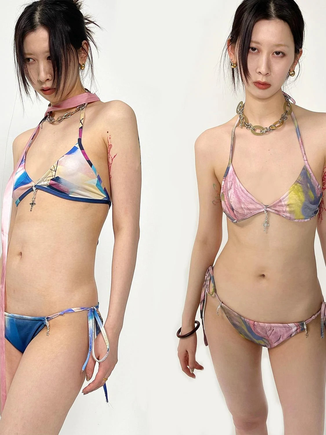 Artistic Tie-Front Convertible Swim Set