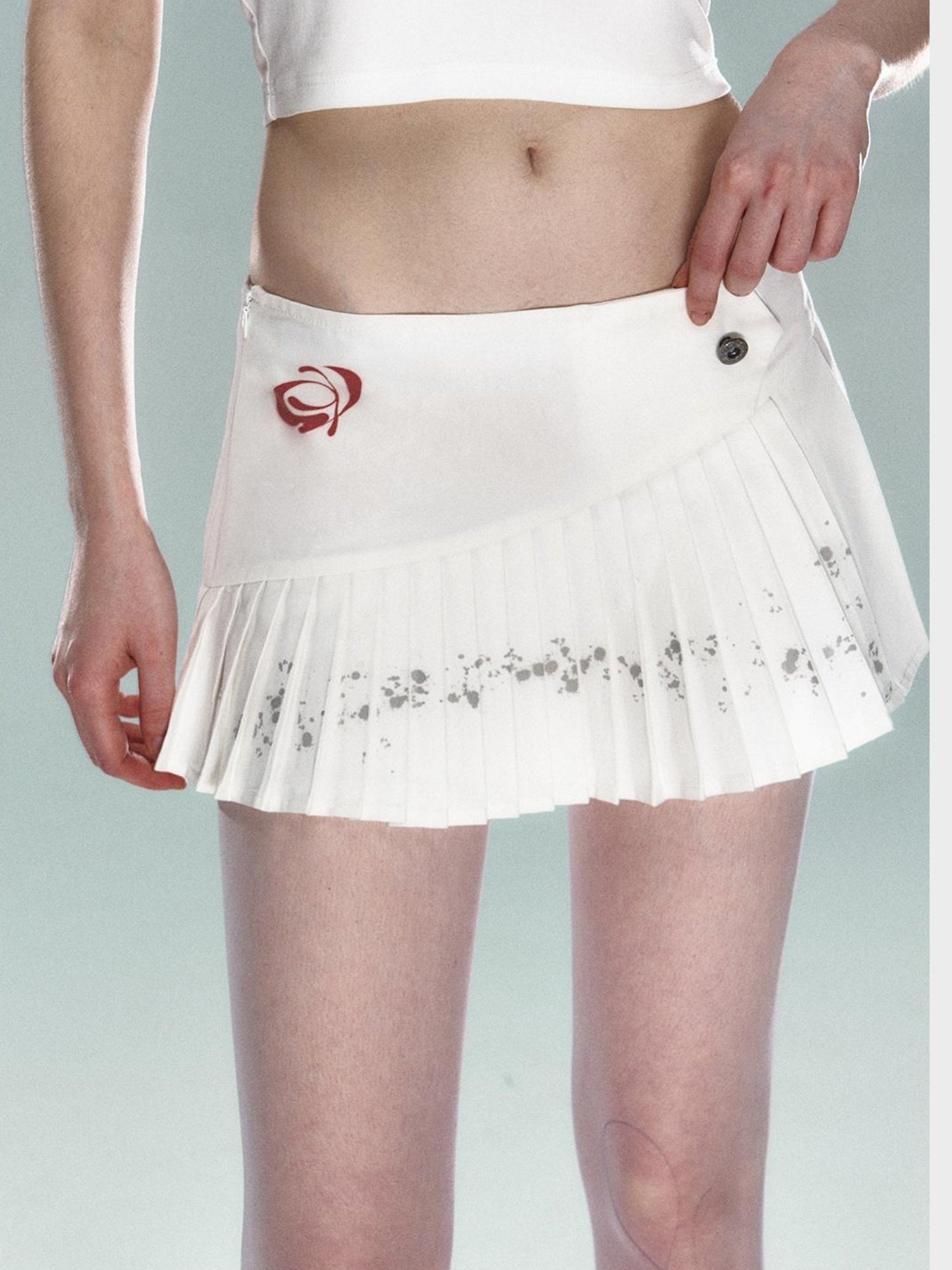 STRIKE A POSE Asym Ink Print Pleated Mini Skirt Urban Chic A-Line Dresses