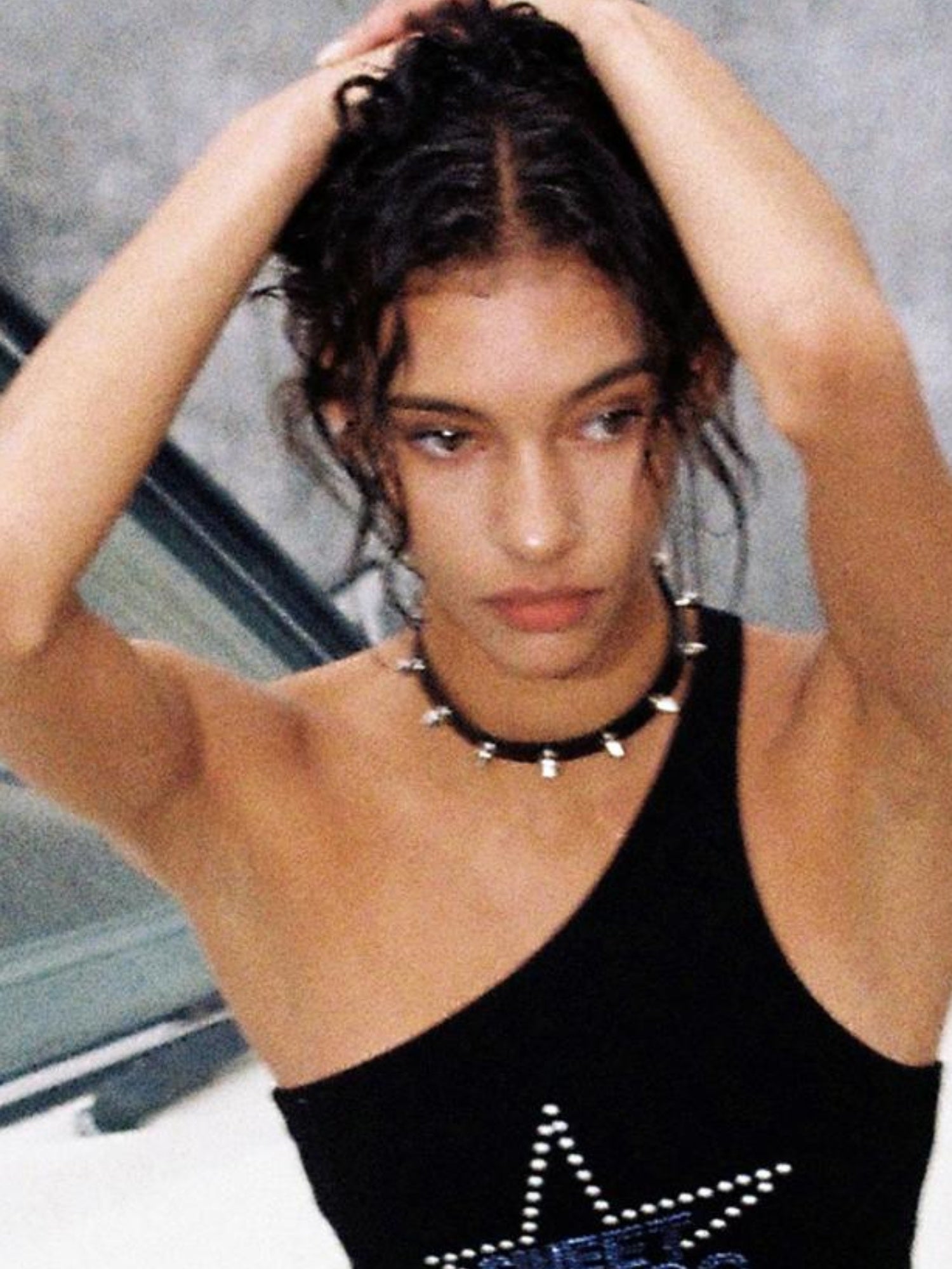 SweetChilling Asym Star Rhinestone Plaid Pleated Dress