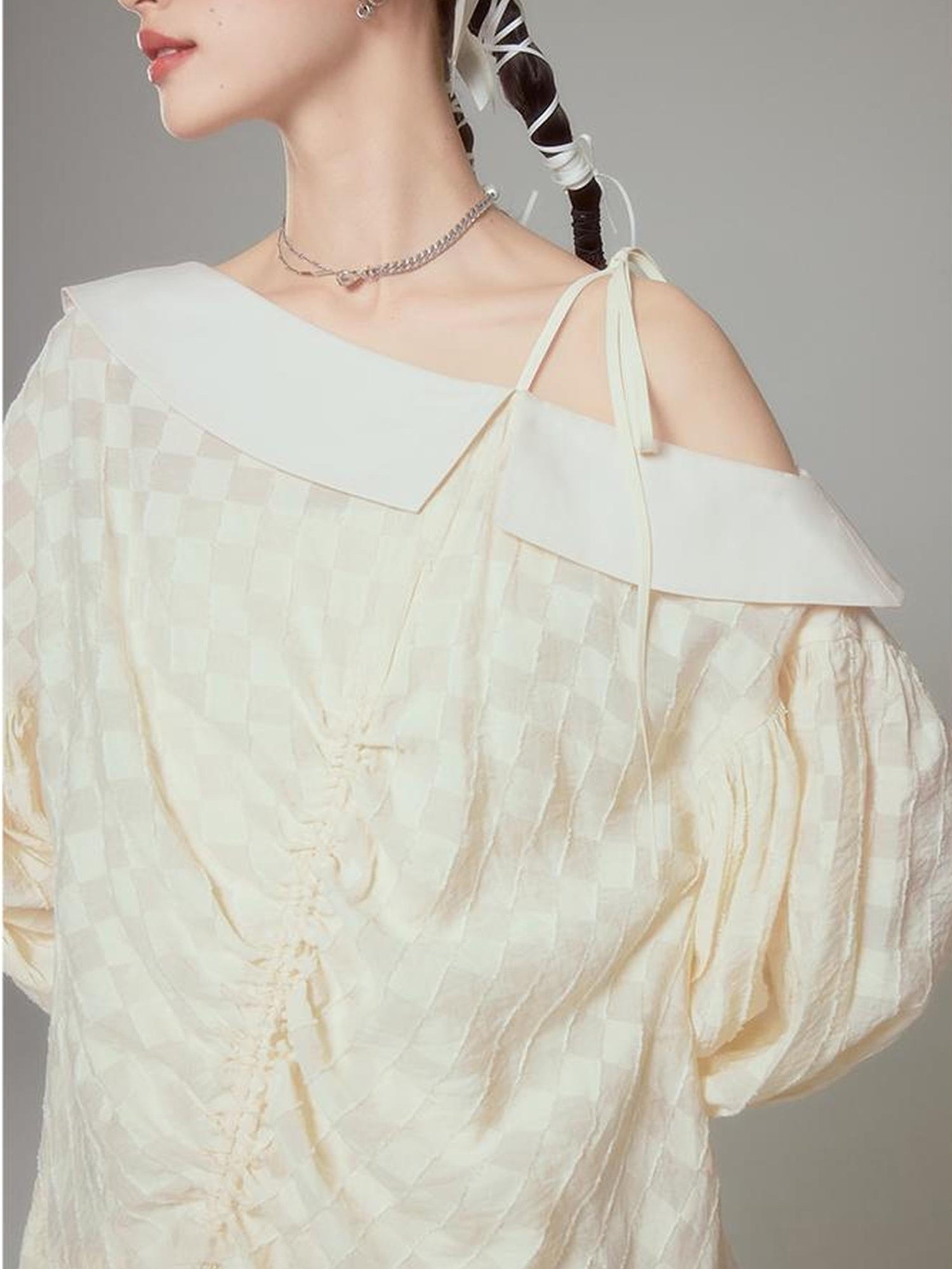 DIDDI MODA Asymmetrical Loose Checkered Mini Dress