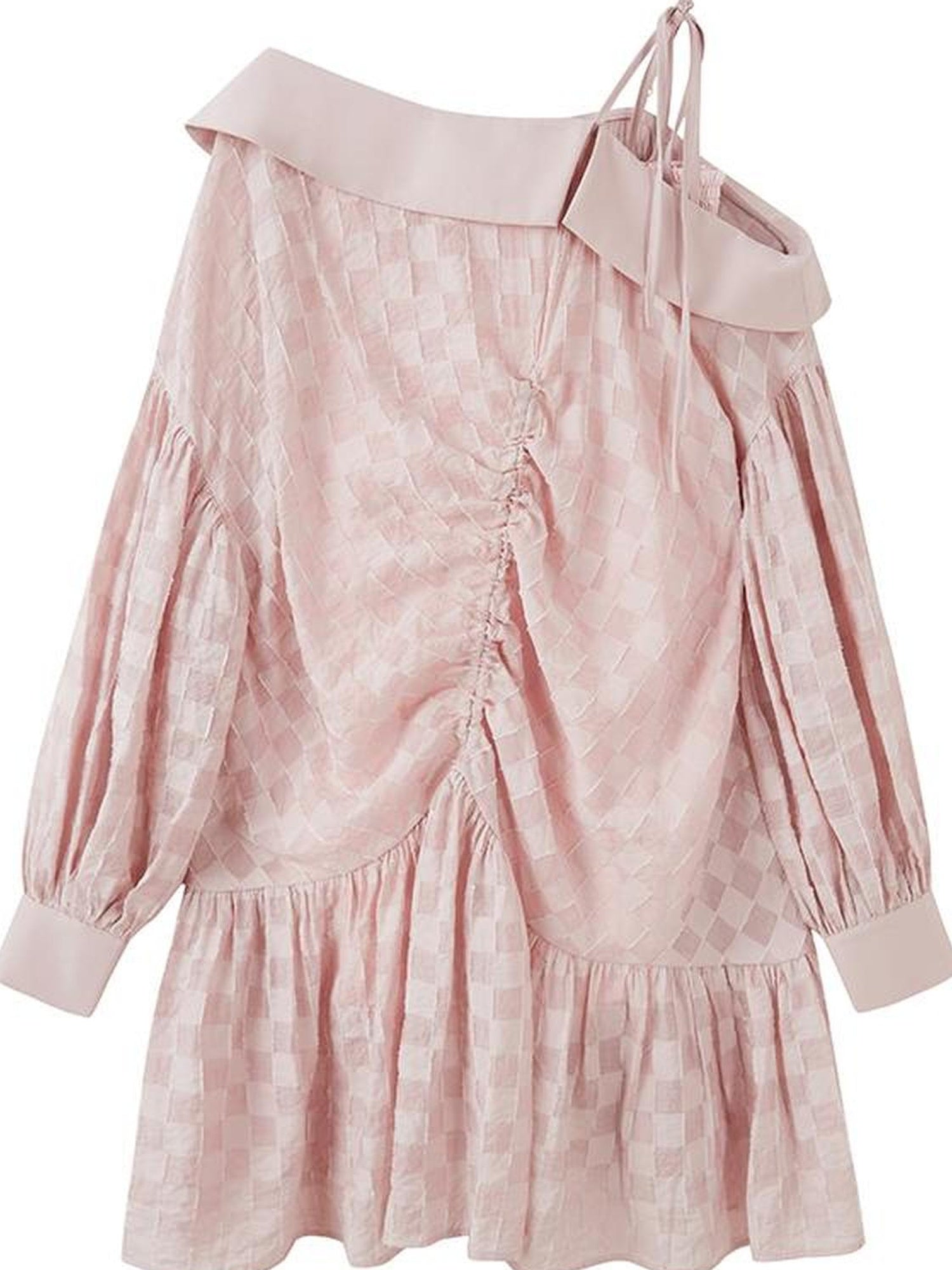 DIDDI MODA Asymmetrical Loose Checkered Mini Dress