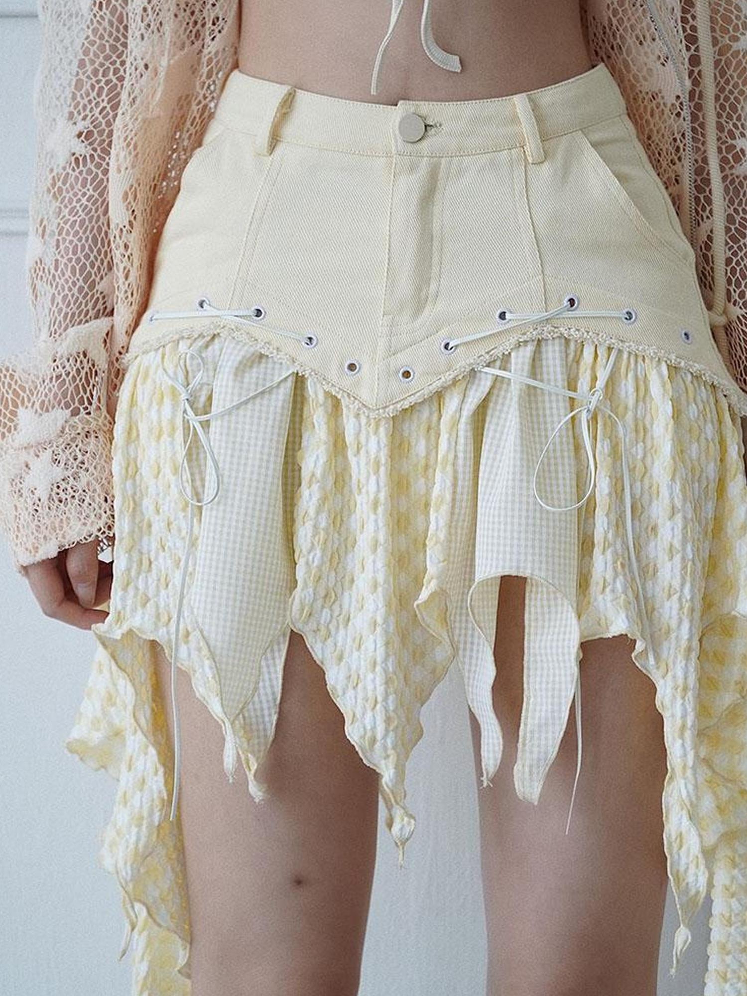 WSW WUSHENWU Asymmetrical Tan Asian Style Skirt