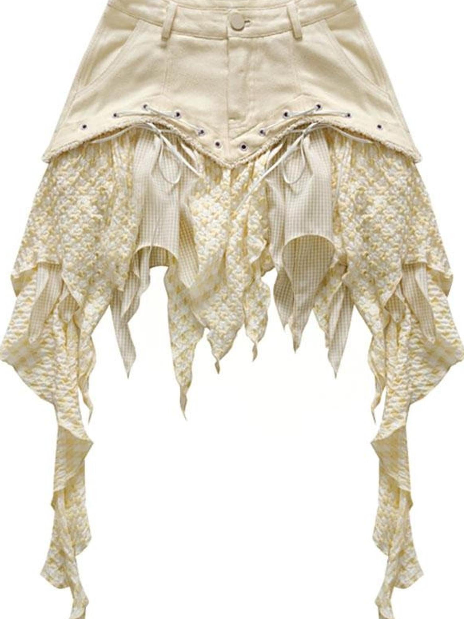 WSW WUSHENWU Asymmetrical Tan Asian Style Skirt
