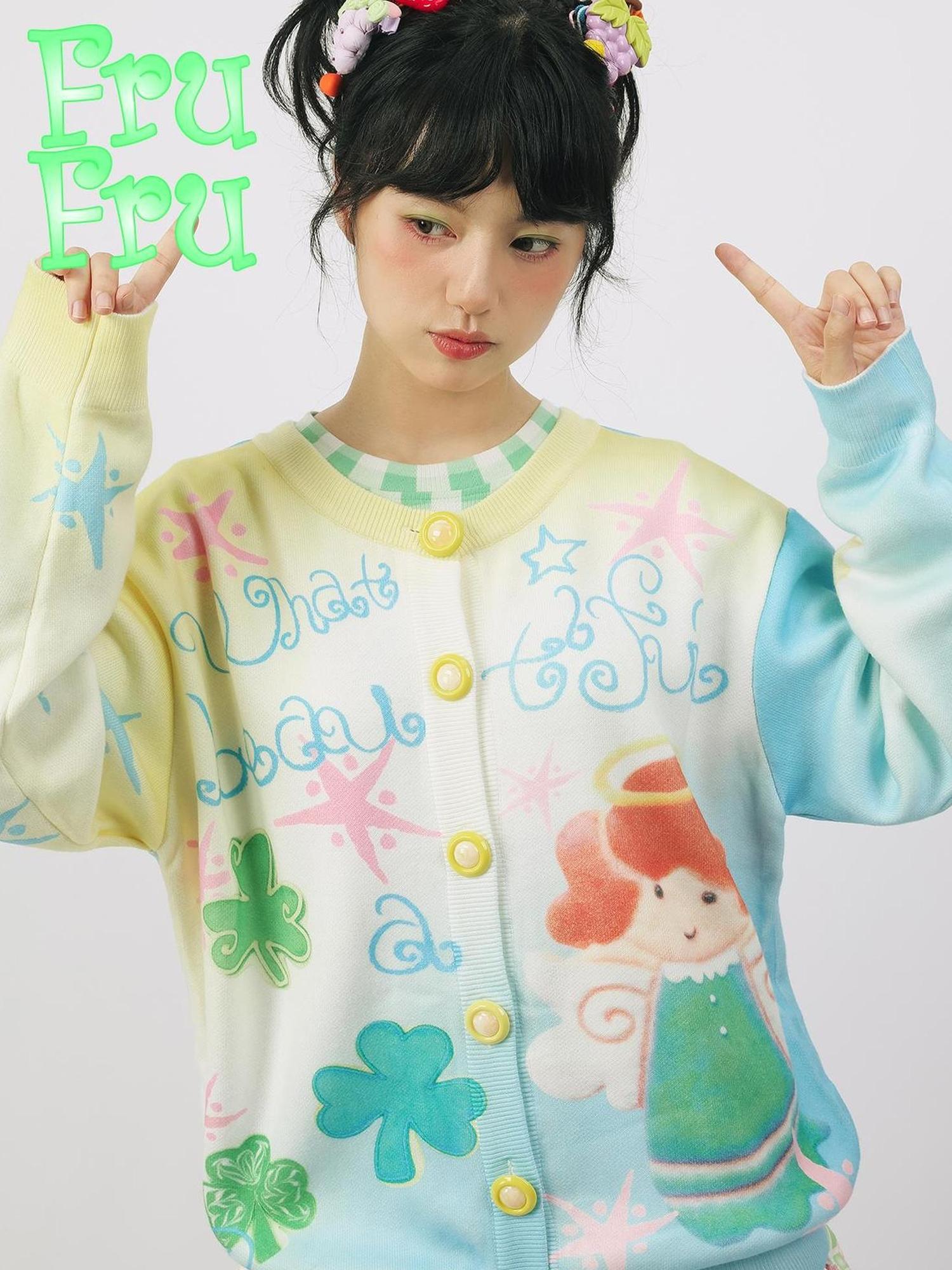 Frufru Gulu Autumn Double Sided Print Knit Cardigan