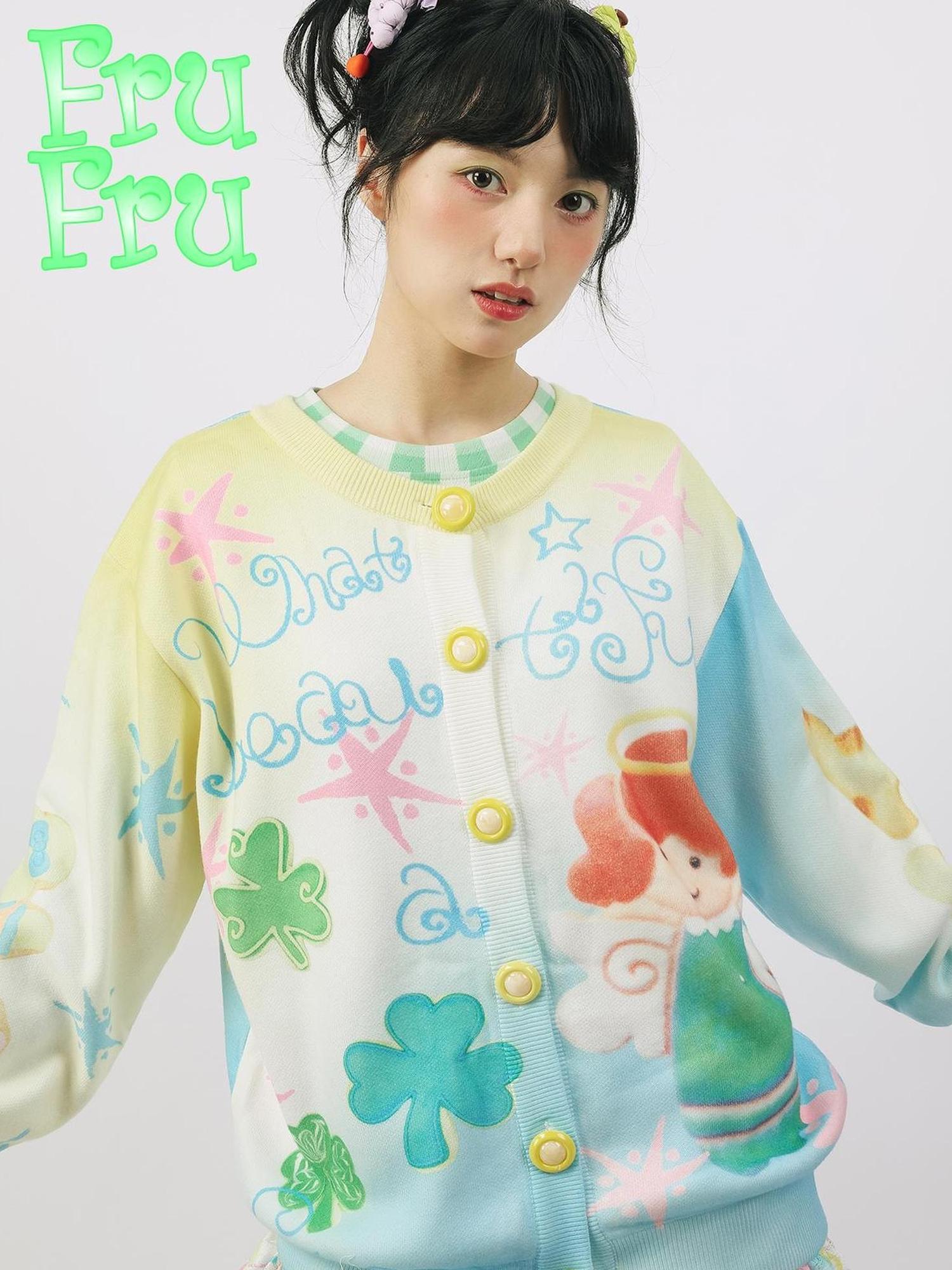 Frufru Gulu Autumn Double Sided Print Knit Cardigan