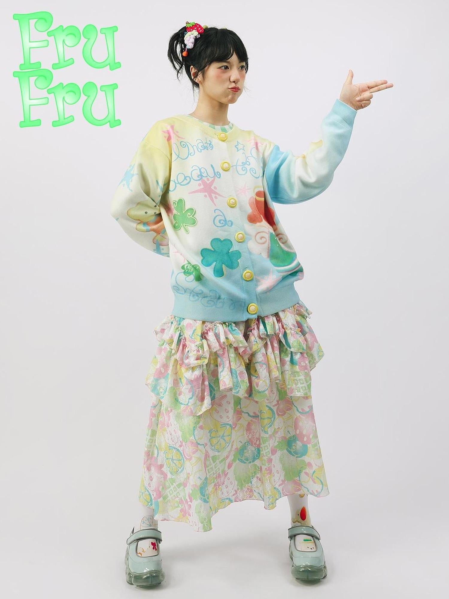 Frufru Gulu Autumn Double Sided Print Knit Cardigan