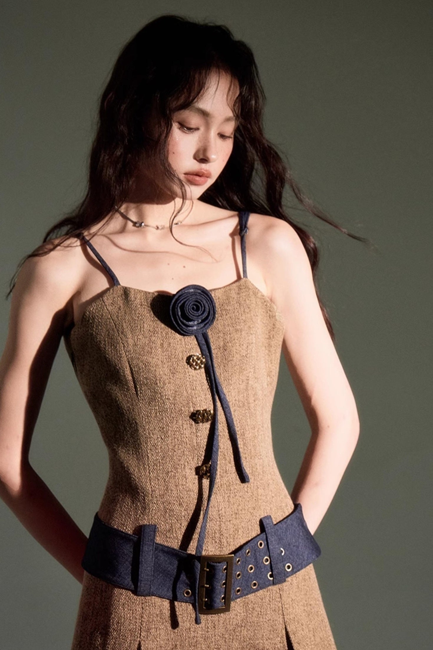 DIDDI MODA Autumn Rose Embroidered Tweed Coat Dress Set