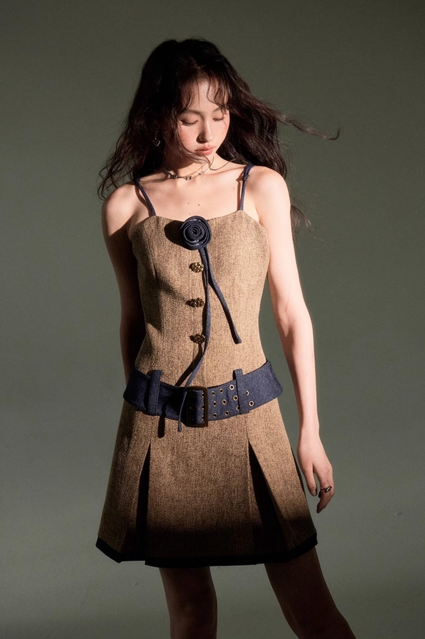 DIDDI MODA Autumn Rose Embroidered Tweed Coat Dress Set