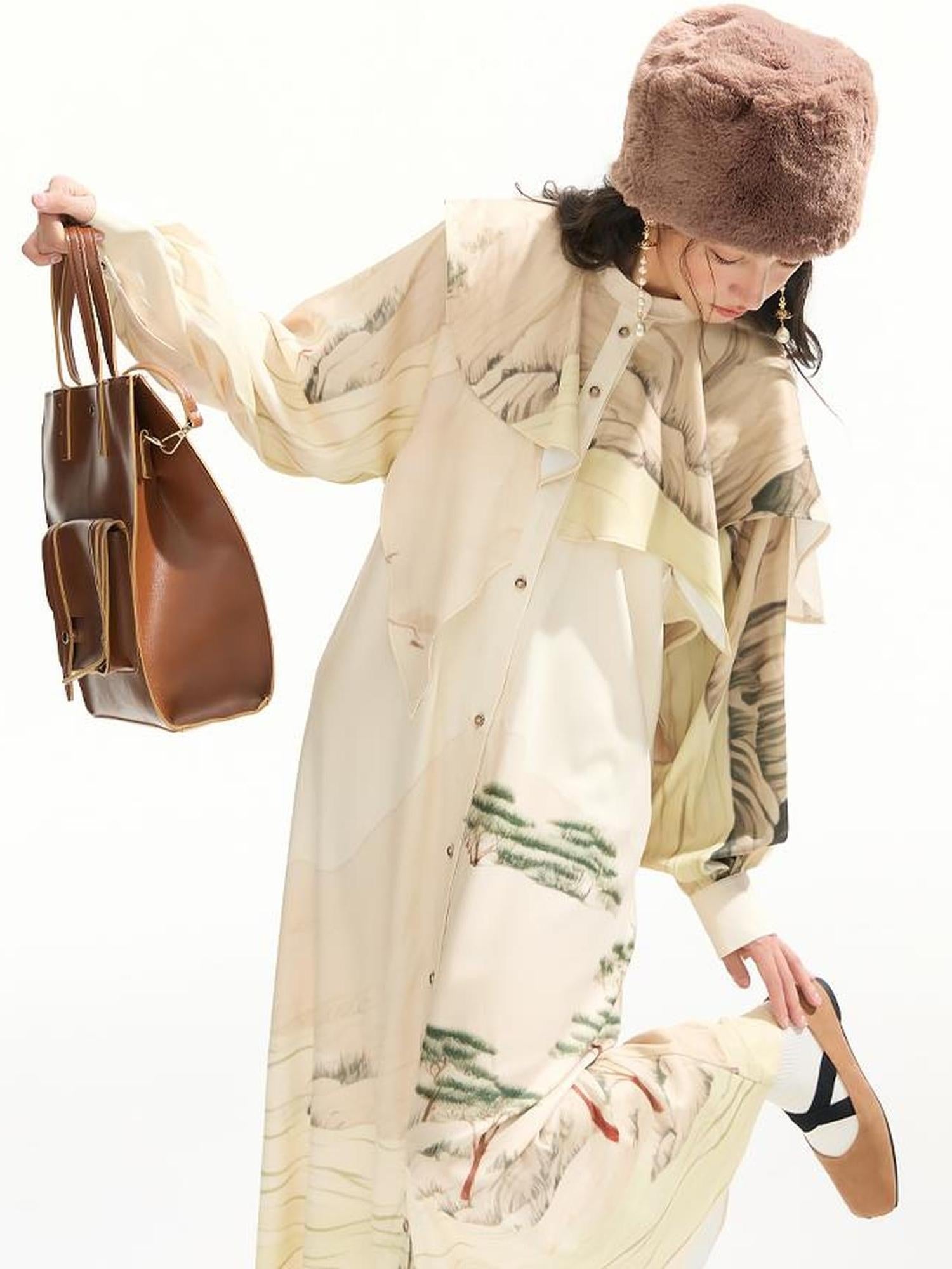 Sweet Mi Autumnshui Manbo Original Printed Bohemian Maxi Dress