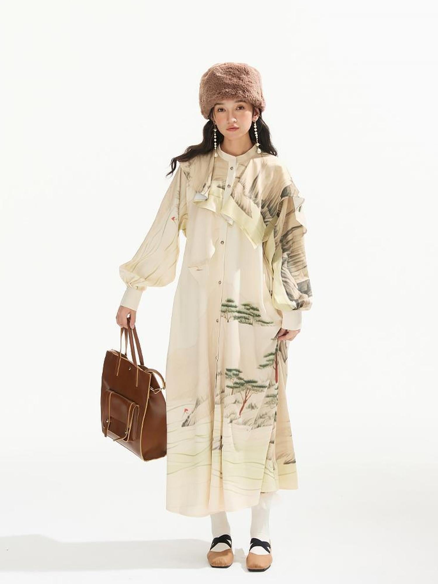Sweet Mi Autumnshui Manbo Original Printed Bohemian Maxi Dress