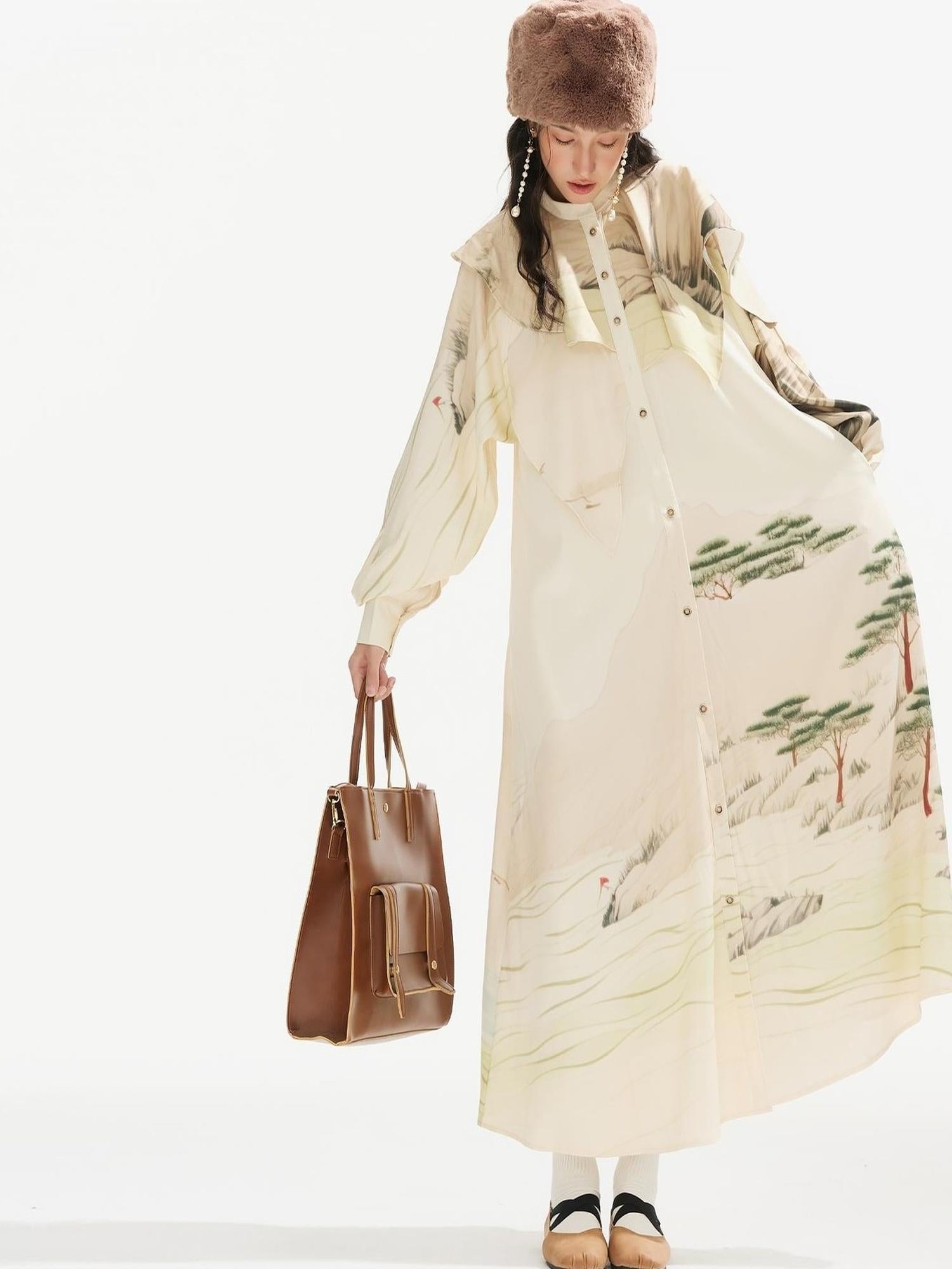 Sweet Mi Autumnshui Manbo Original Printed Bohemian Maxi Dress