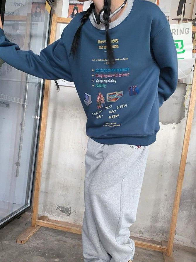 BETWEENAND Casual Pullover Crewneck Loose Women&