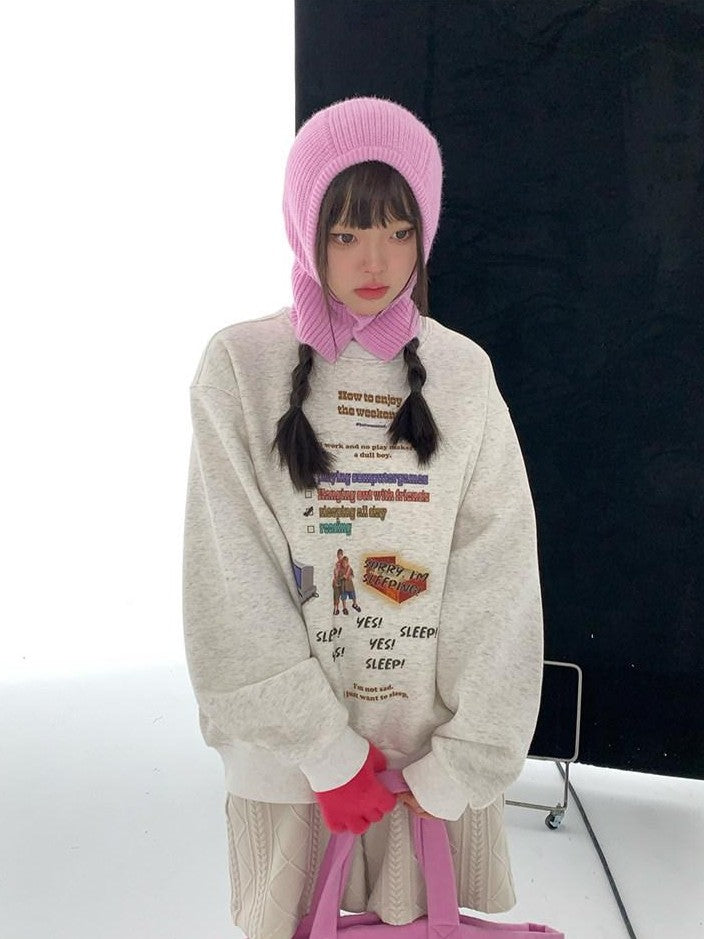 BETWEENAND Casual Pullover Crewneck Loose Women&