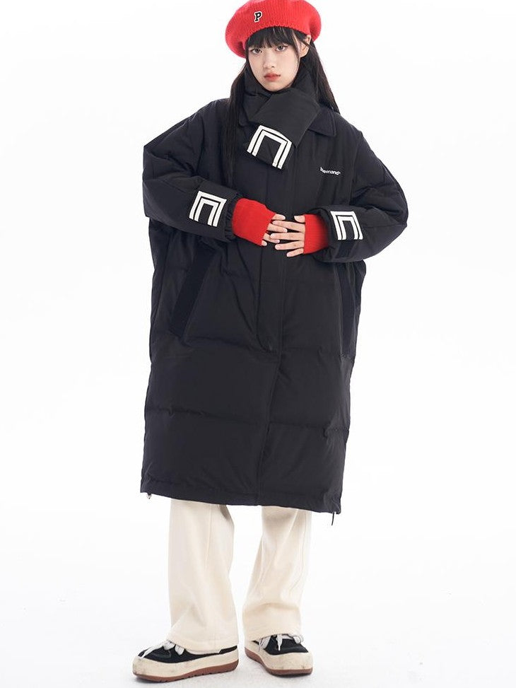 BETWEENAND Classic Black Street Straight Warm 90 Percent White Duck Down Women&