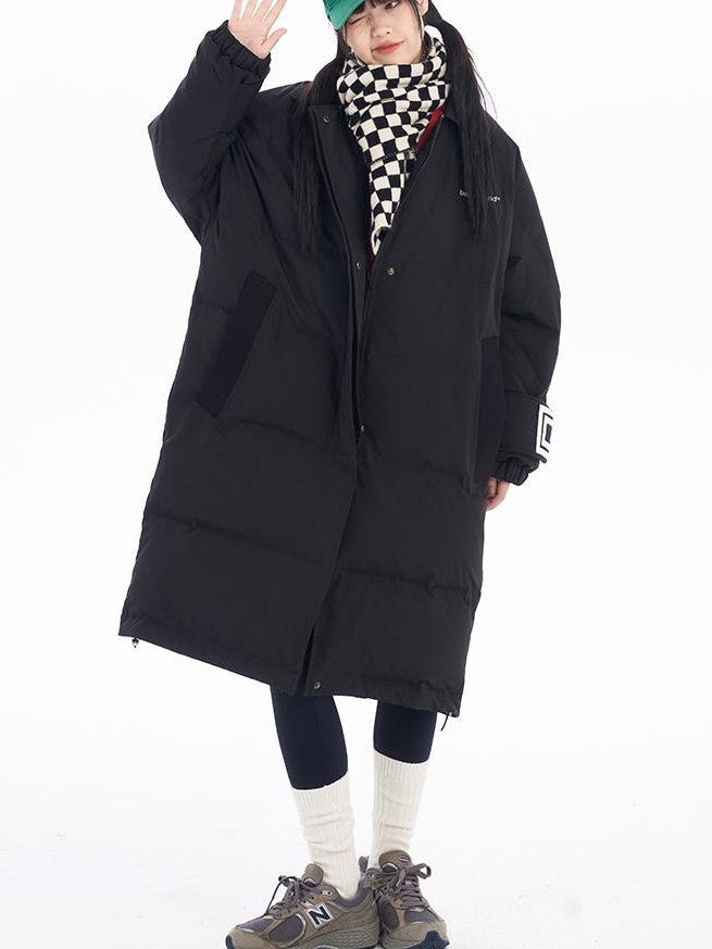 BETWEENAND Classic Black Street Straight Warm 90 Percent White Duck Down Women&