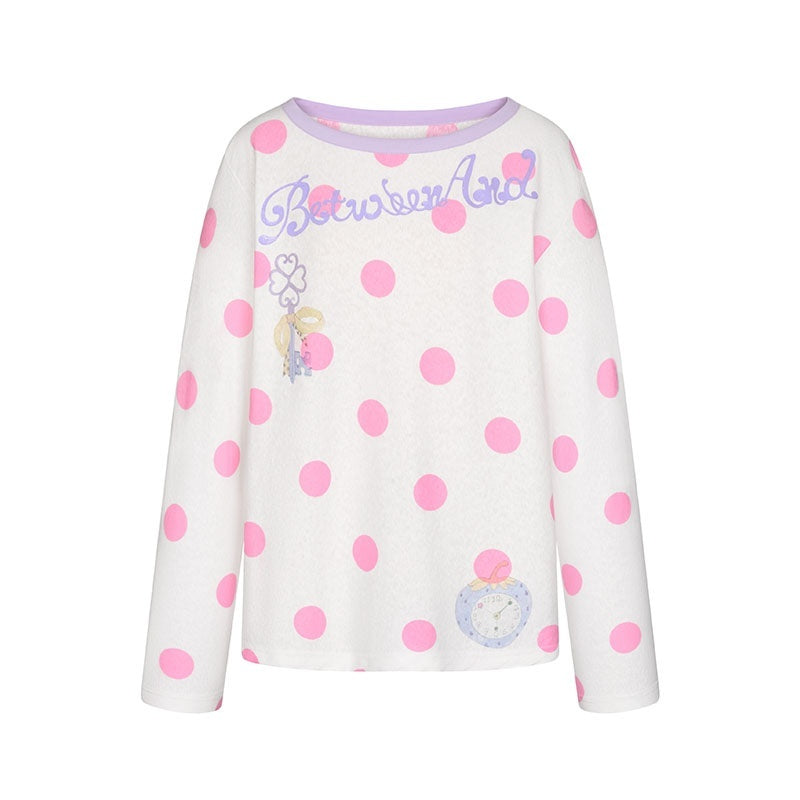 BETWEENAND_Contrast_Polka_Dot_One_Shoulder_Print_Women&