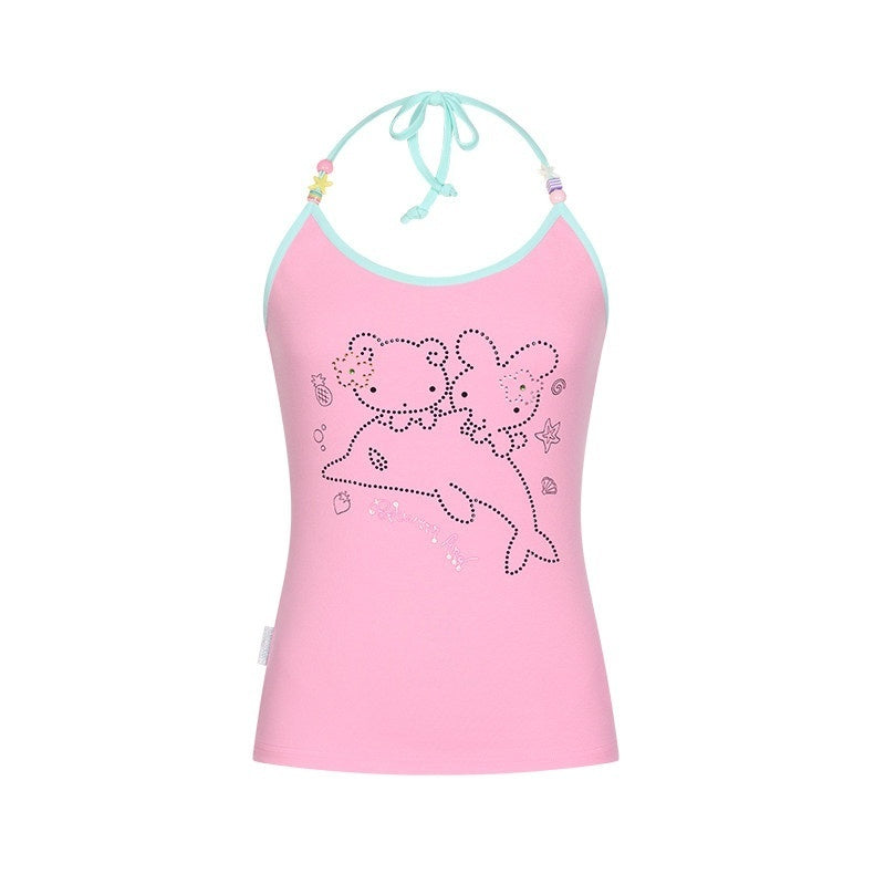 BETWEENAND_Dolphin_Beaded_Rhinestone_Print_Slim_Women&