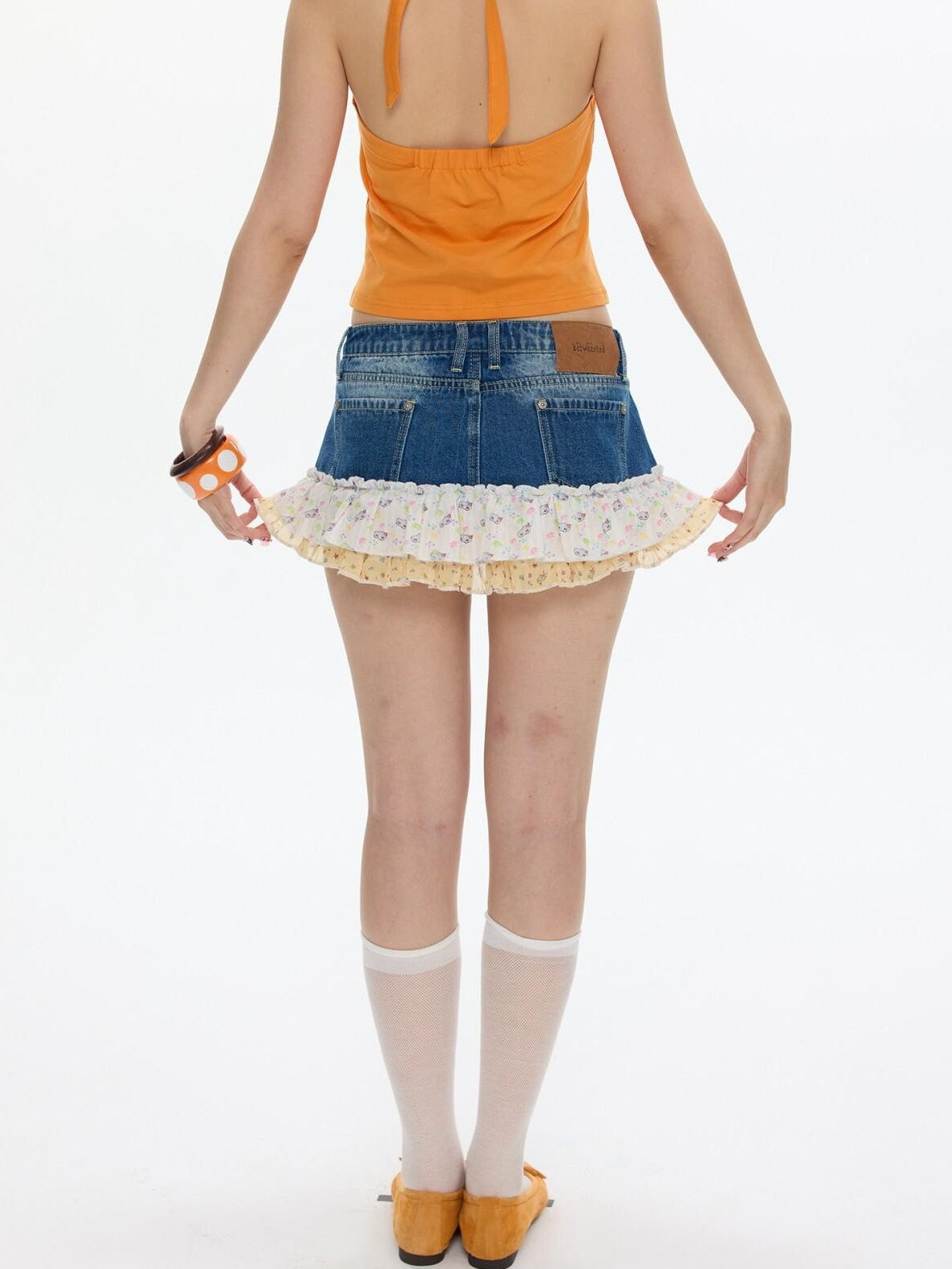 BETWEENAND Floral Patchwork Tiered High Waist Inner Shorts Women&