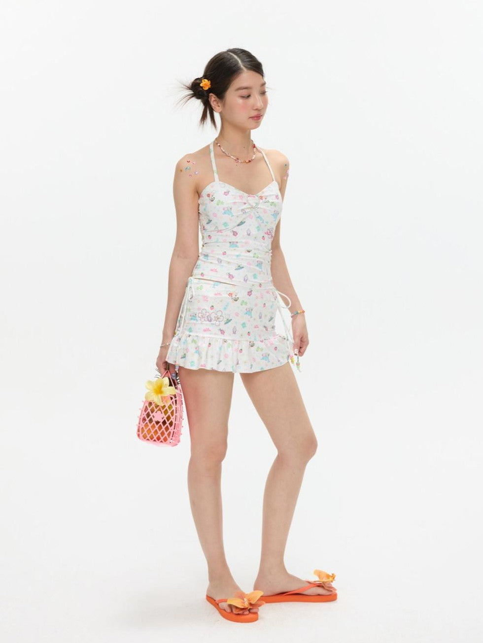 BETWEENAND Full Print Halter Two Piece Women&