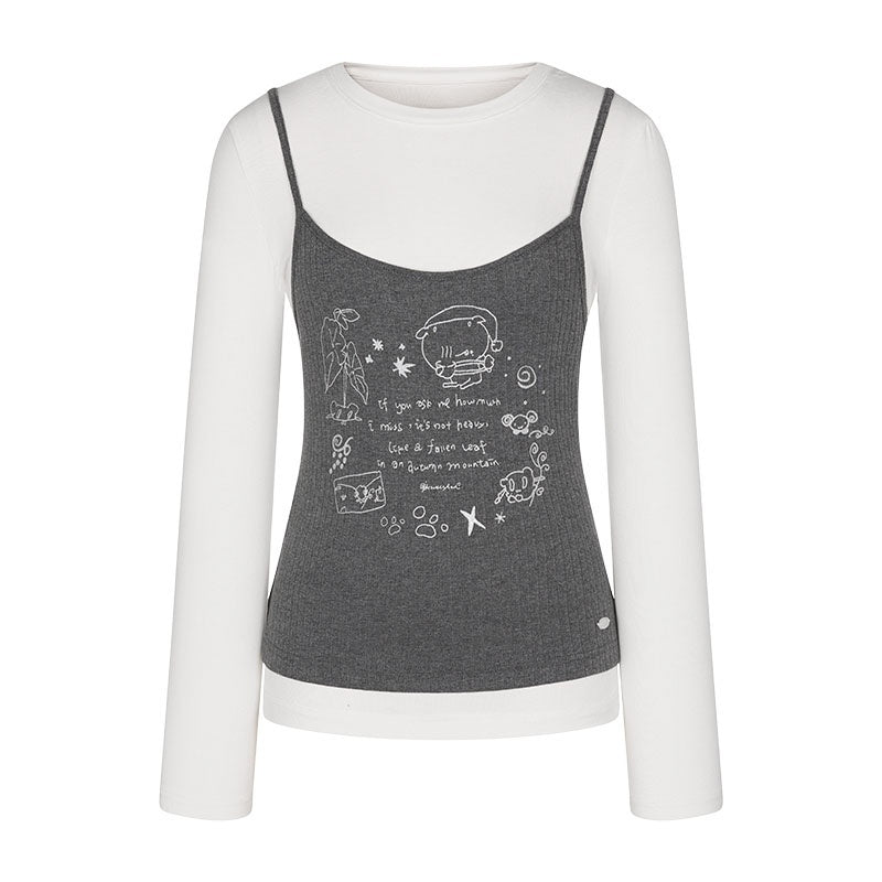 BETWEENAND_Gray_Glitter_Print_Faux_Two_Piece_Vest_Women&