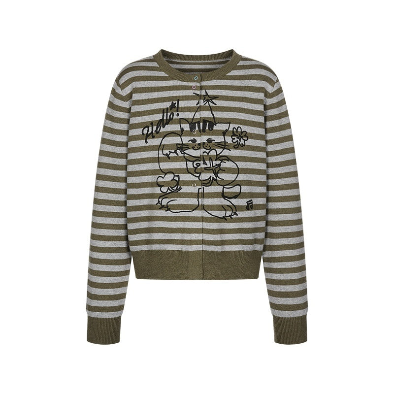 BETWEENAND_Gray_Green_Graffiti_Lucky_Cat_Striped_Women&