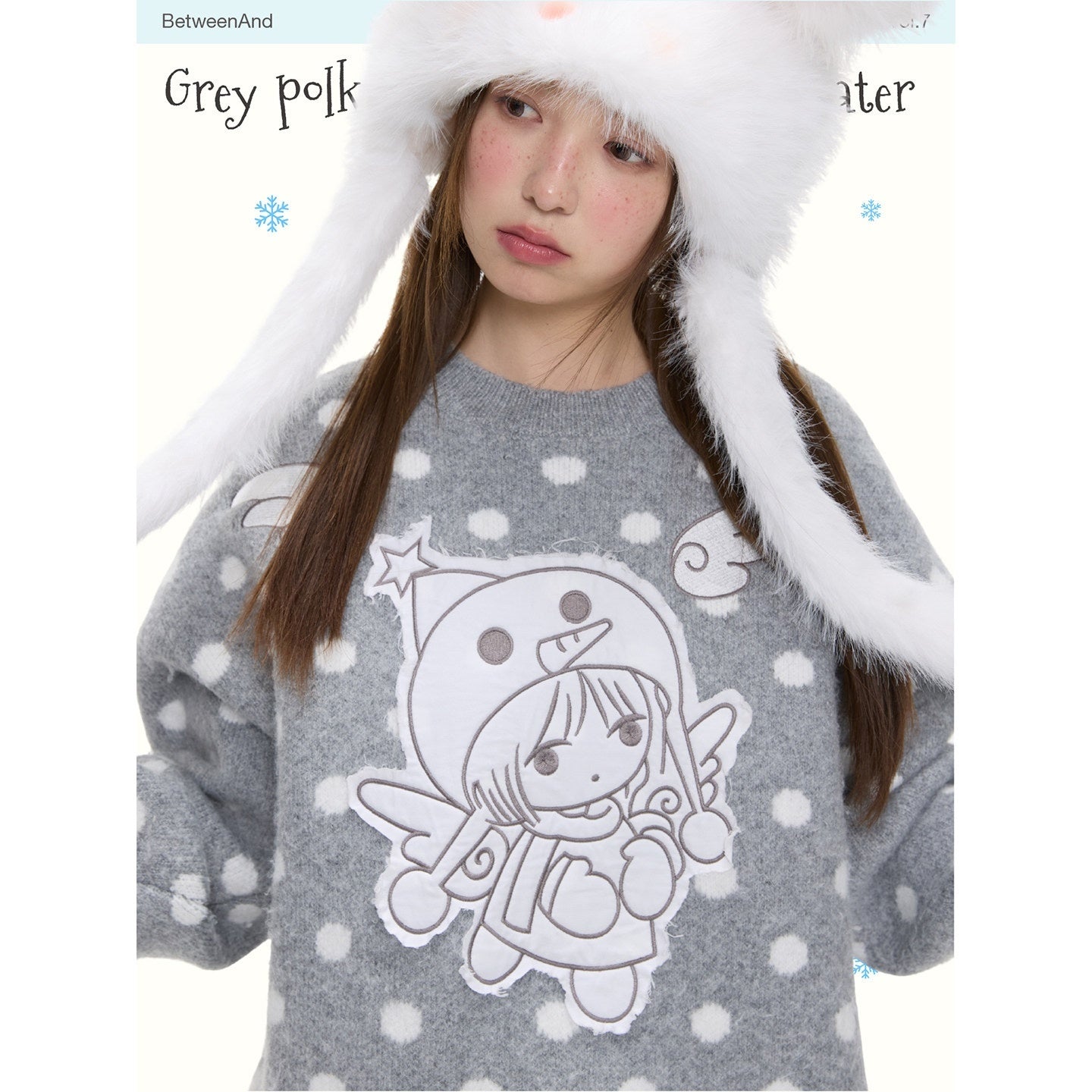 BETWEENAND_Gray_Polka_Dot_Applique_Angel_Embroidery_Jacquard_Women&