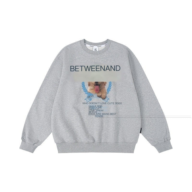 BETWEENAND_Gray_Tongue_Out_Puppy_Motif_Loose_Fit_Women&