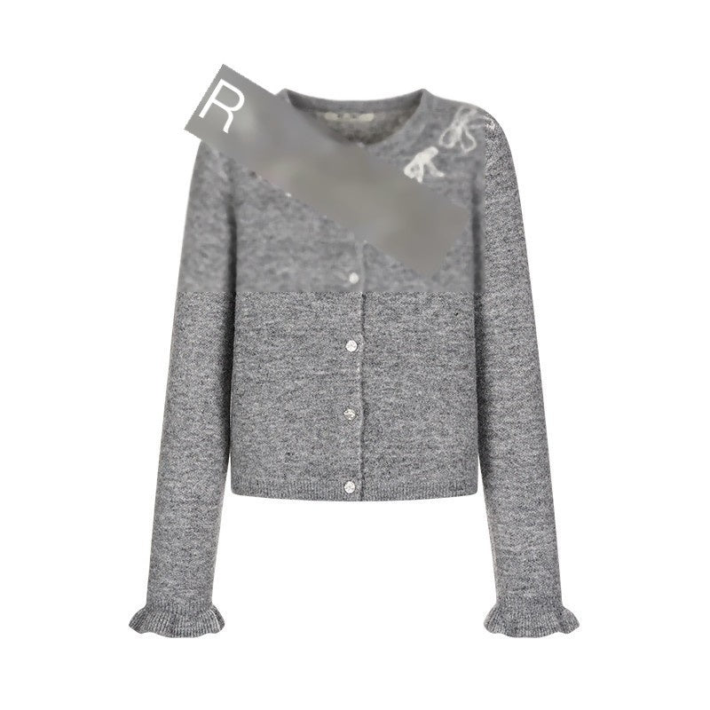 BETWEENAND_Grey_Crewneck_Embroidered_Bow_Animal_Motif_Women&