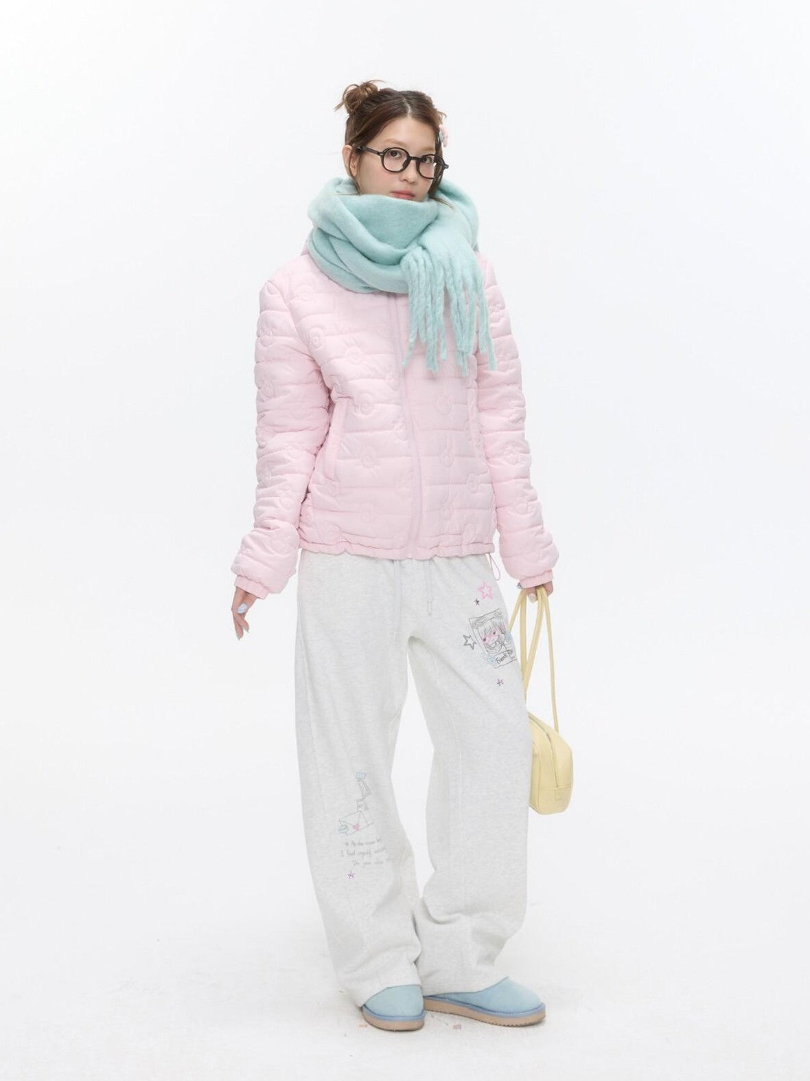 BETWEENAND Heather Gray Fleece Lined Straight Leg Mid Rise Women&