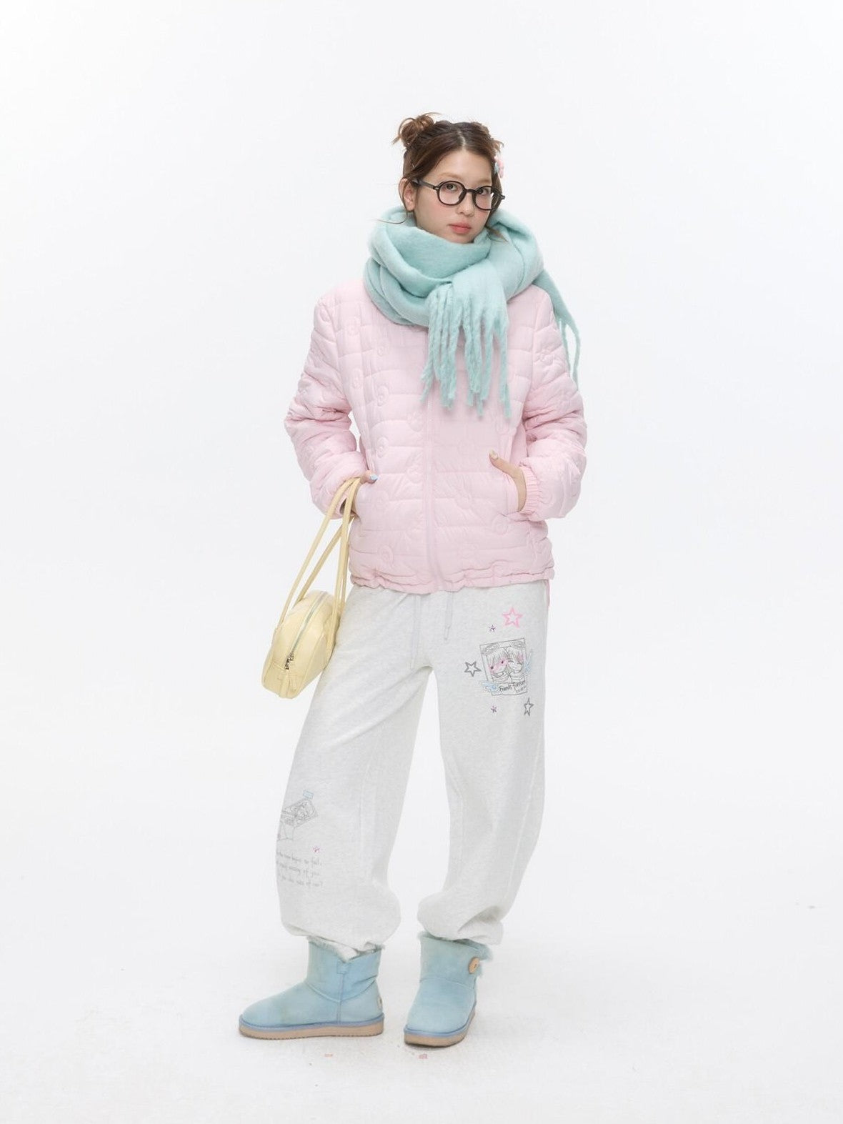 BETWEENAND Heather Gray Fleece Lined Straight Leg Mid Rise Women&