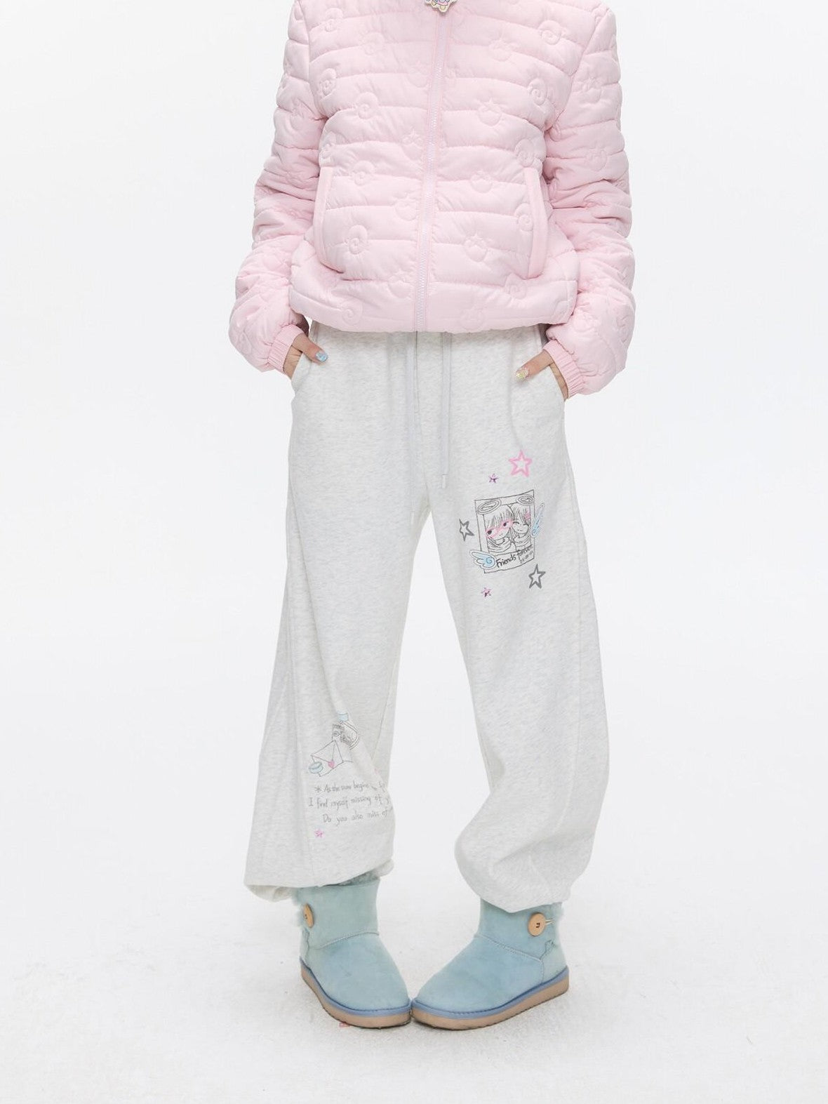 BETWEENAND Heather Gray Fleece Lined Straight Leg Mid Rise Women&