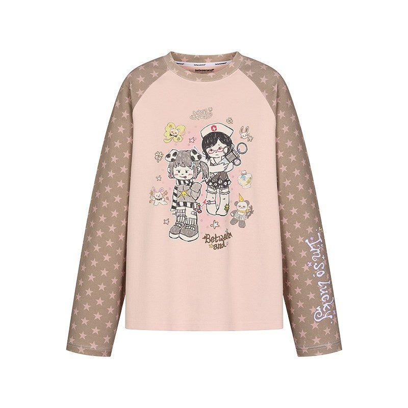 BETWEENAND_Illustration_Print_Star_Raglan_Women&