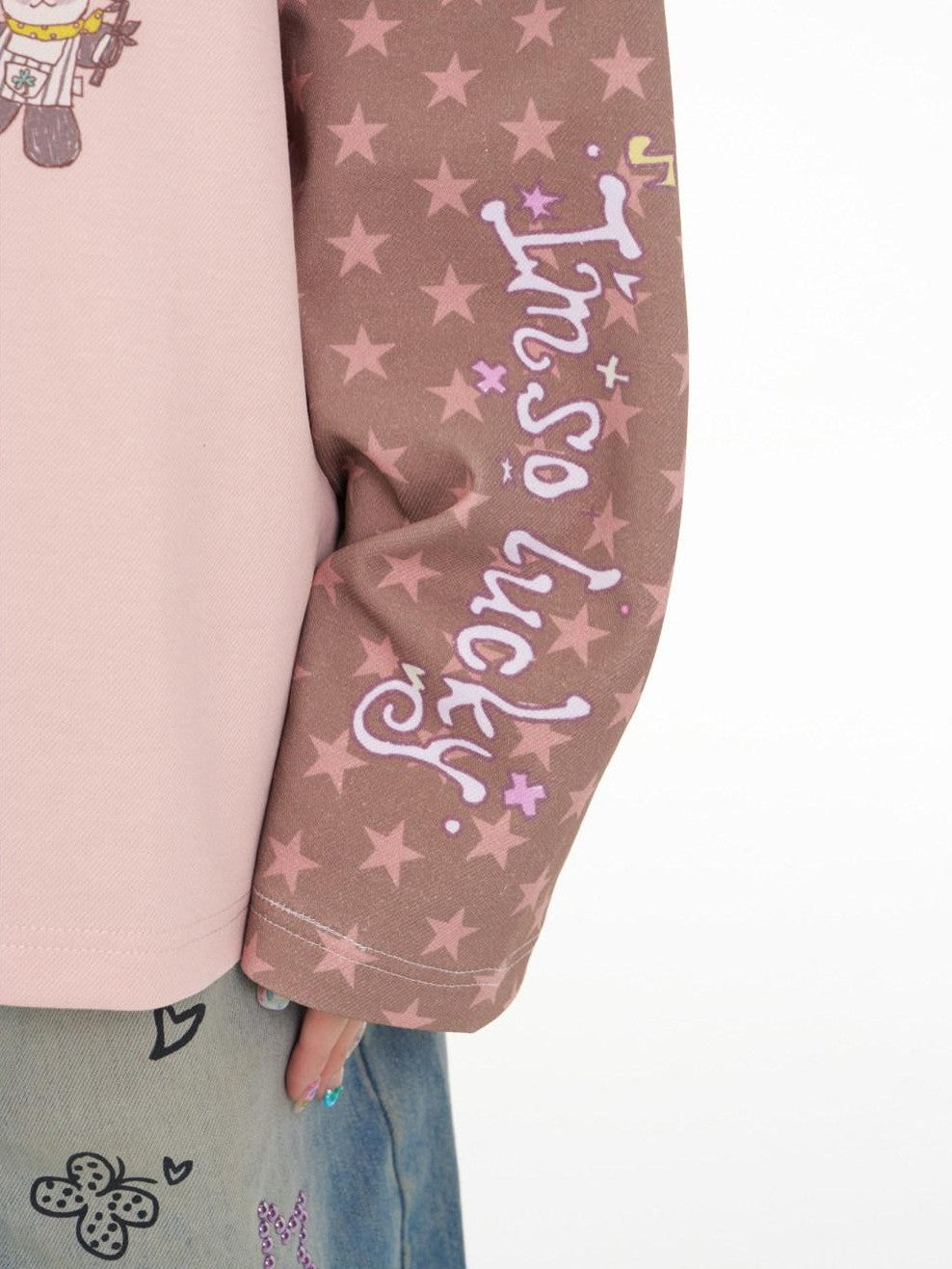 BETWEENAND Illustration Print Star Raglan Women&