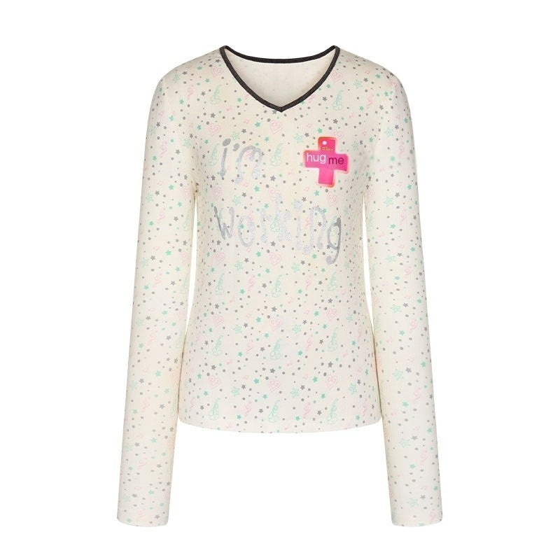 BETWEENAND_Mint_Allover_Print_V-neck_Loose_Women&