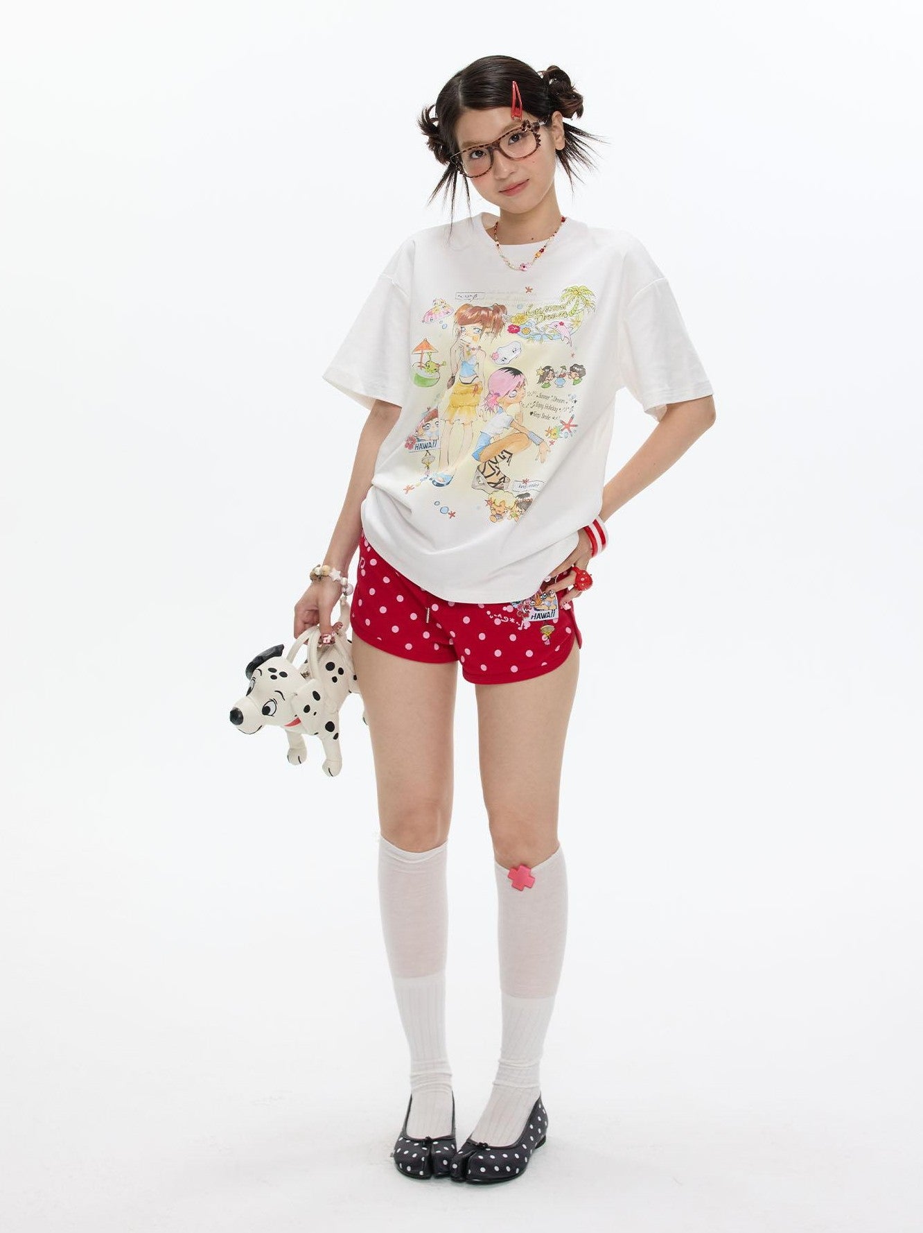 BETWEENAND Multicolor Beach Polka Dot And Leopard Print Slim Women&