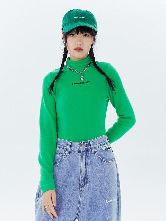BETWEENAND Multicolor Logo High Neck Fitted Women&