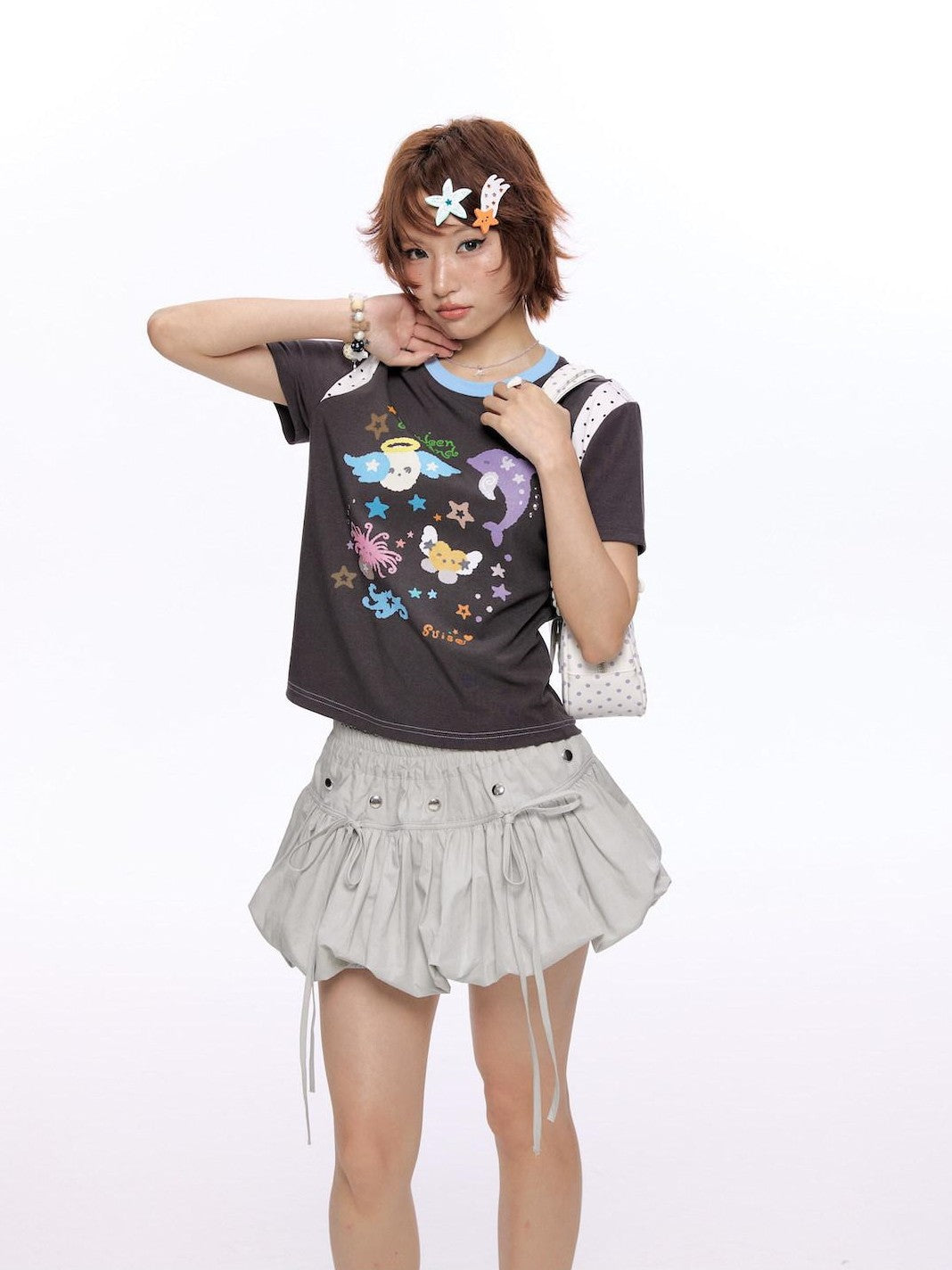 BETWEENAND Ocean Colorblock Print Patchwork Women&