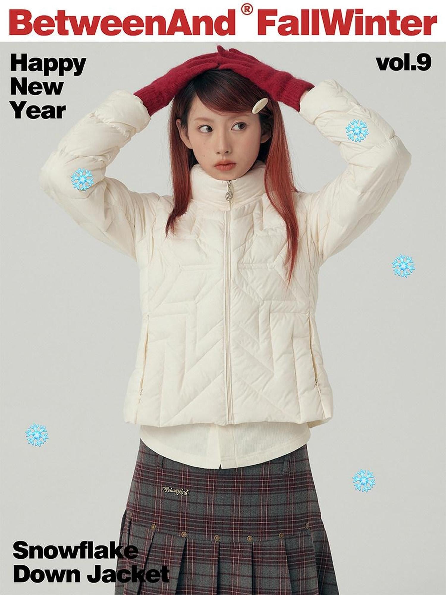 BETWEENAND Reflective Snowflake Print Quilted Women&