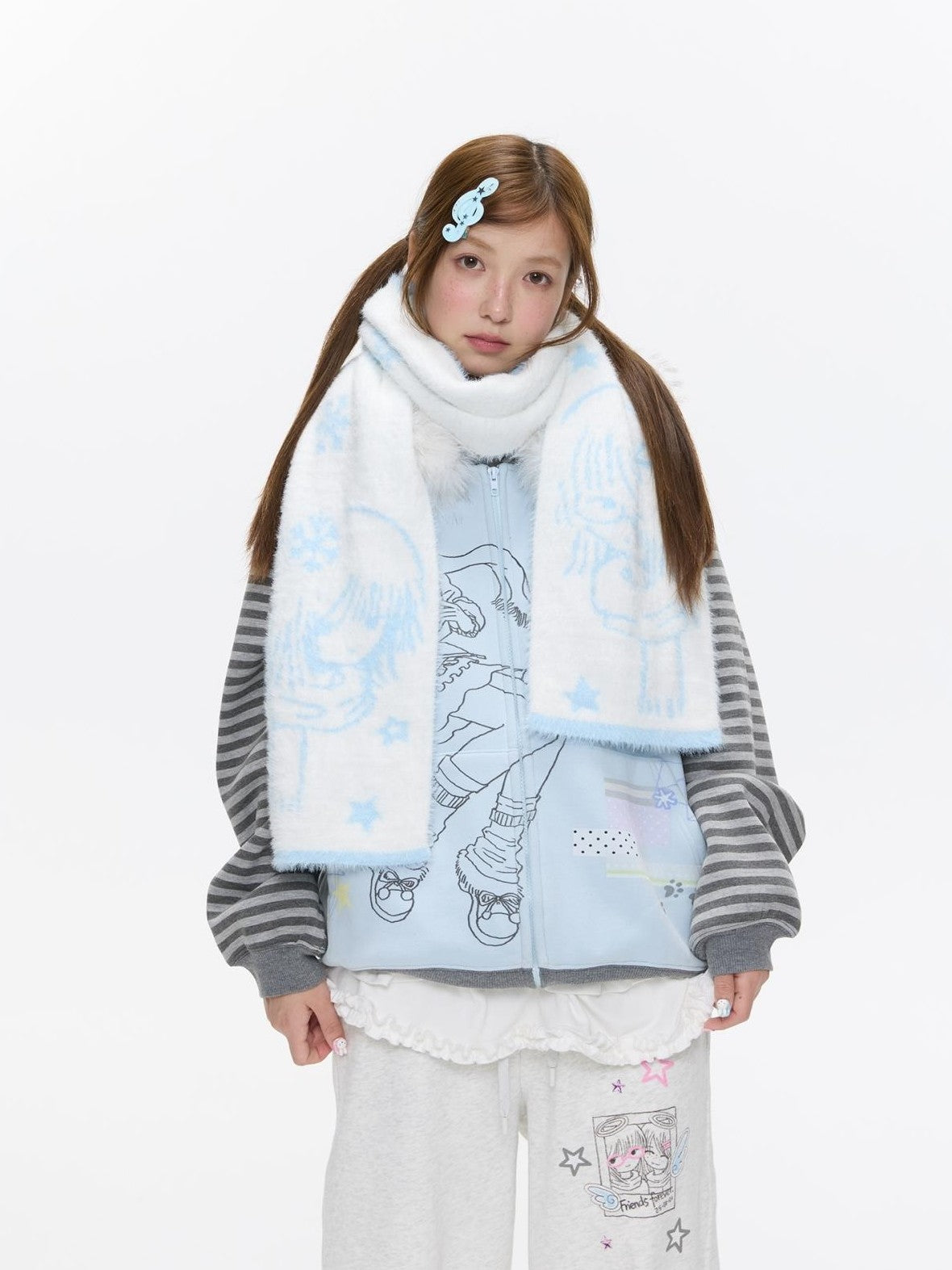 BETWEENAND Sea Salt Blue Faux Mink Double Knit Women&