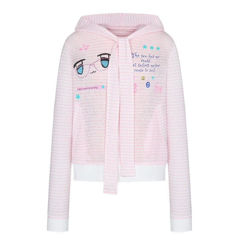 BETWEENAND_Soft_Pink_Striped_Printed_Zippered_Women&