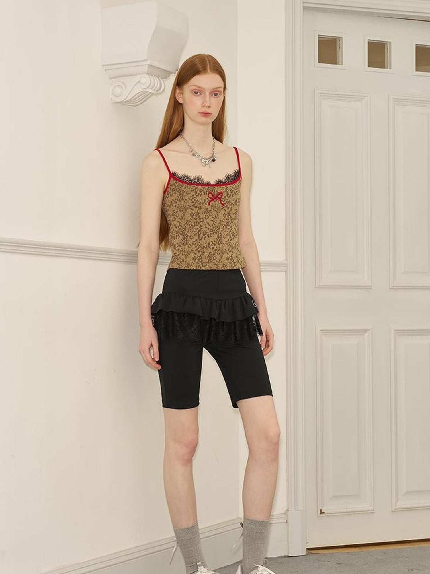 DIDDI MODA Ballet Inspired Rhinestone Lace Yoga Shorts