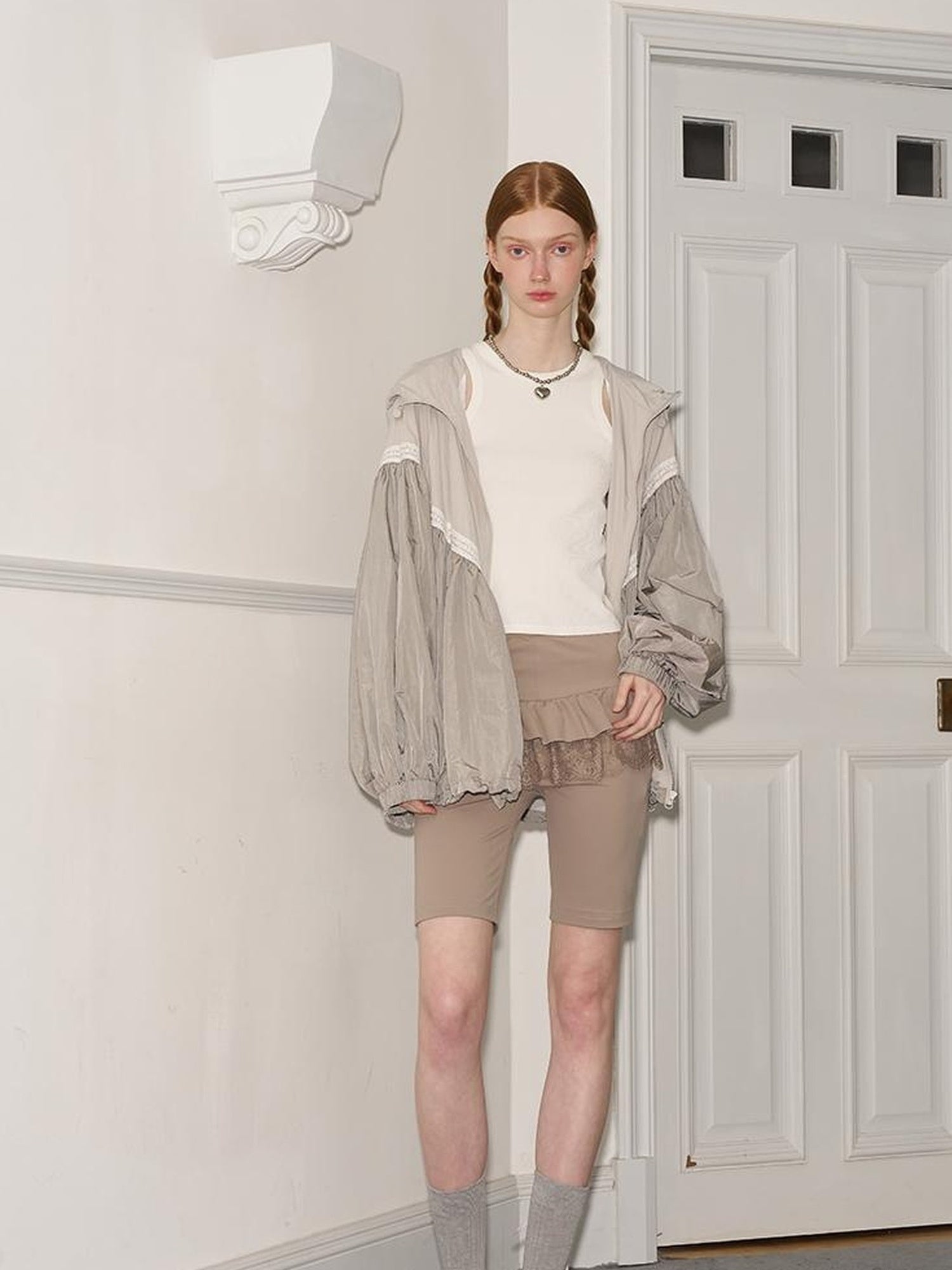 DIDDI MODA Ballet Inspired Rhinestone Lace Yoga Shorts