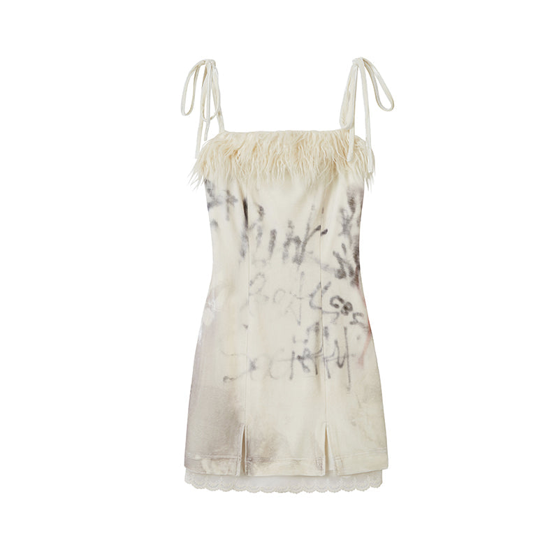 Cest Nous Velvet Print Patchwork Slip Dress