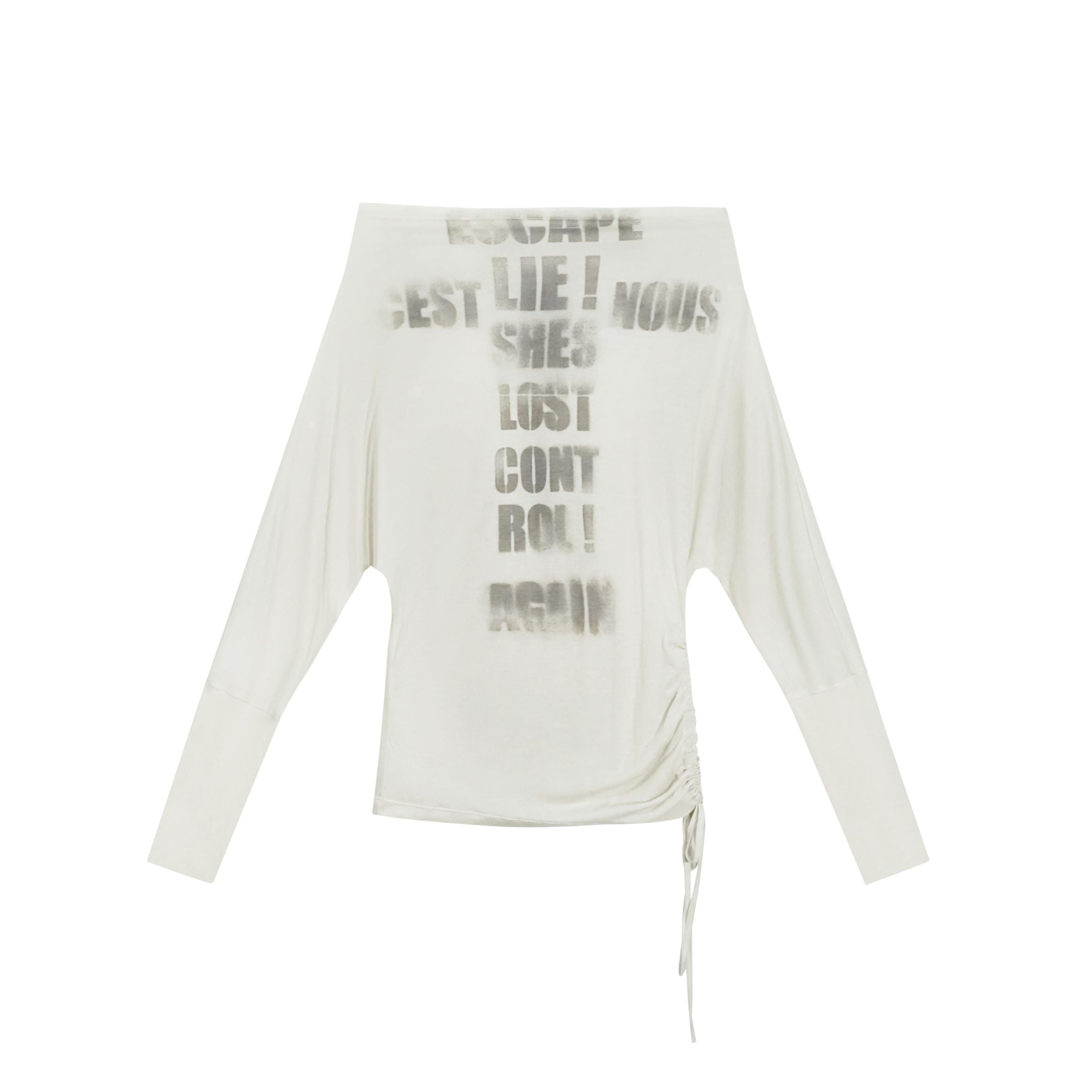 Update c Cross Print Rayon Batwing Long Sleeve Tee