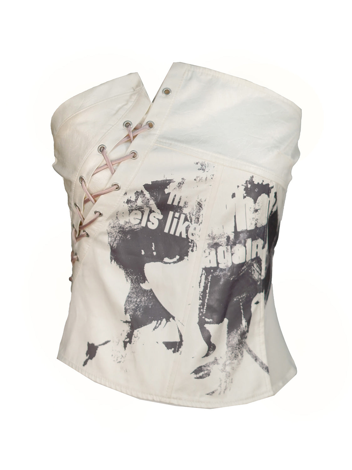 c Lost Hand Punk Deconstructed Ribbon Bra Top