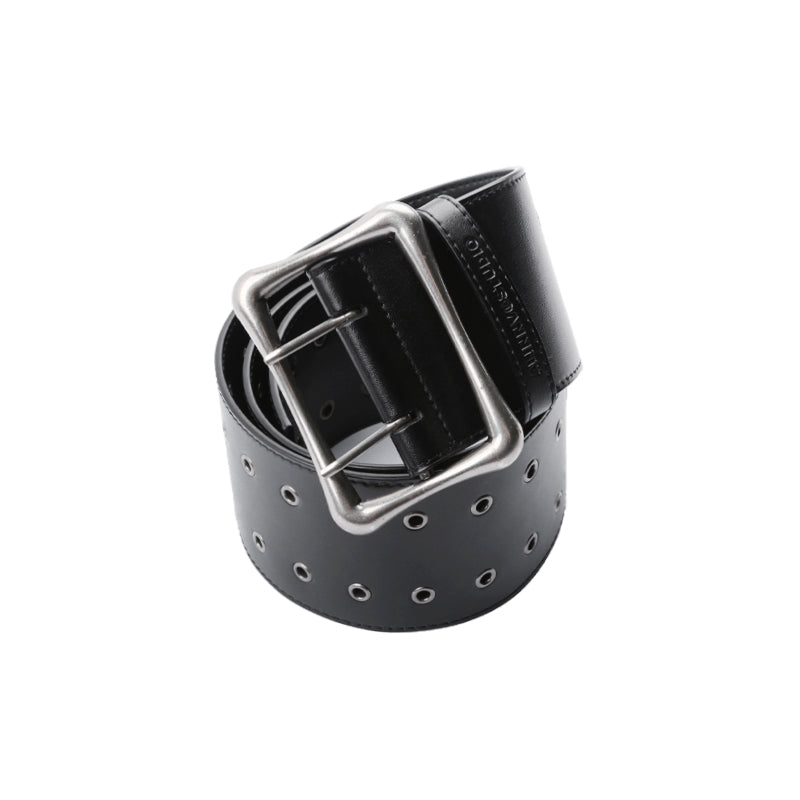 ALINNV STUDIO Vintage Punk Wide Leather Belt With Double Rivets